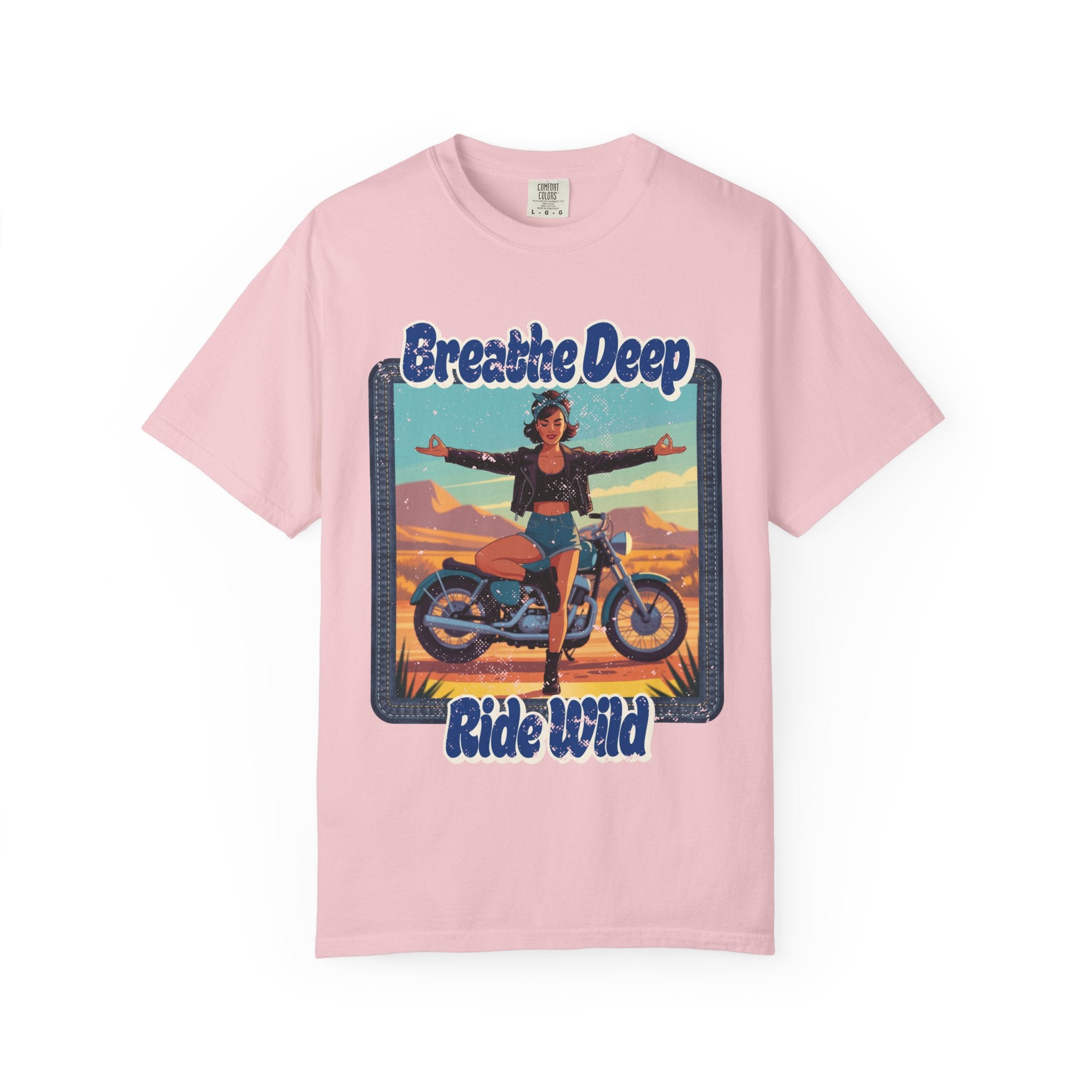 Breathe Deep Ride Wild T-Shirt – Vintage 1950s Biker Girl Yoga Graphic Tee