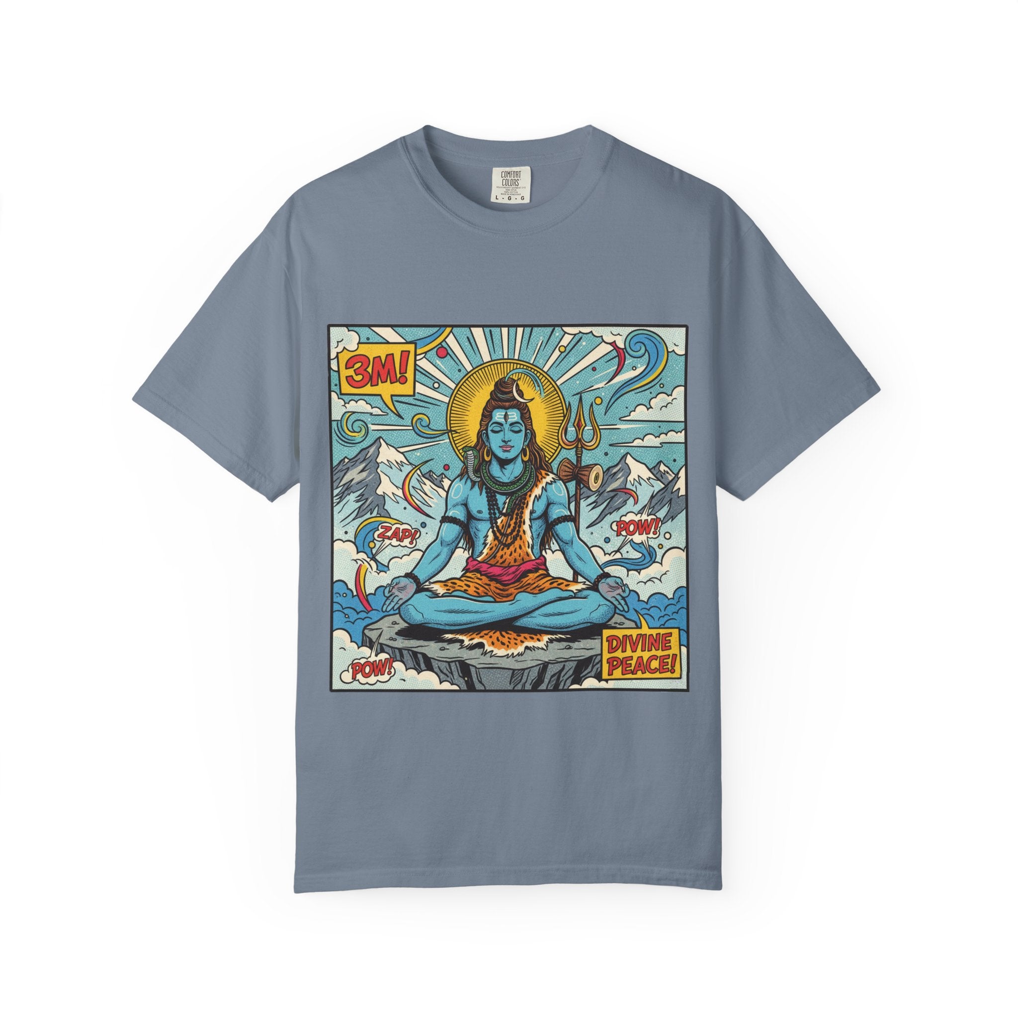 Divine Peace Shiva Pop Art T-Shirt – Retro Comic Meditating Deity Graphic Tee