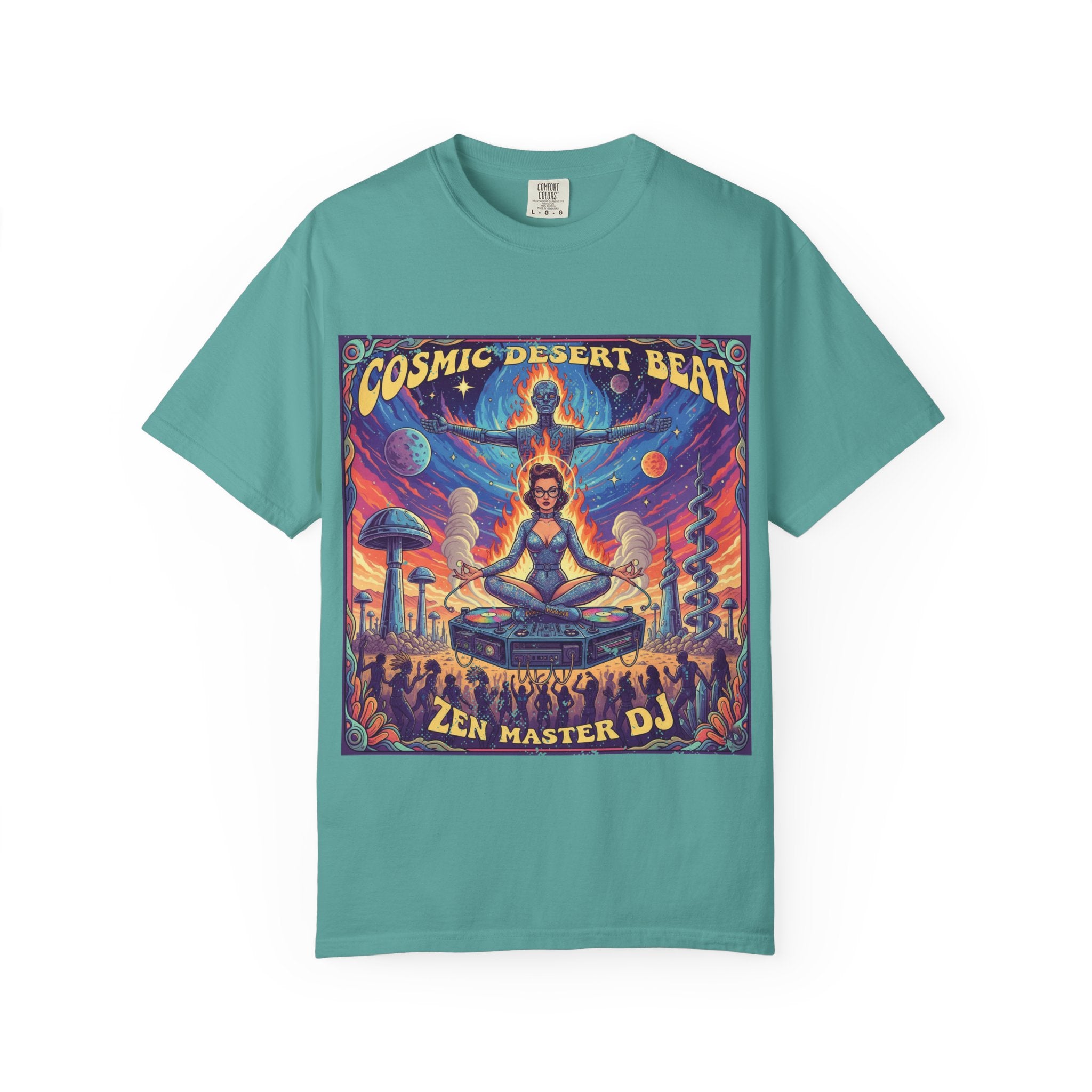 Vintage Pinup DJ Desert Rave T-Shirt - Retro Burning Man Inspired Graphic Tee