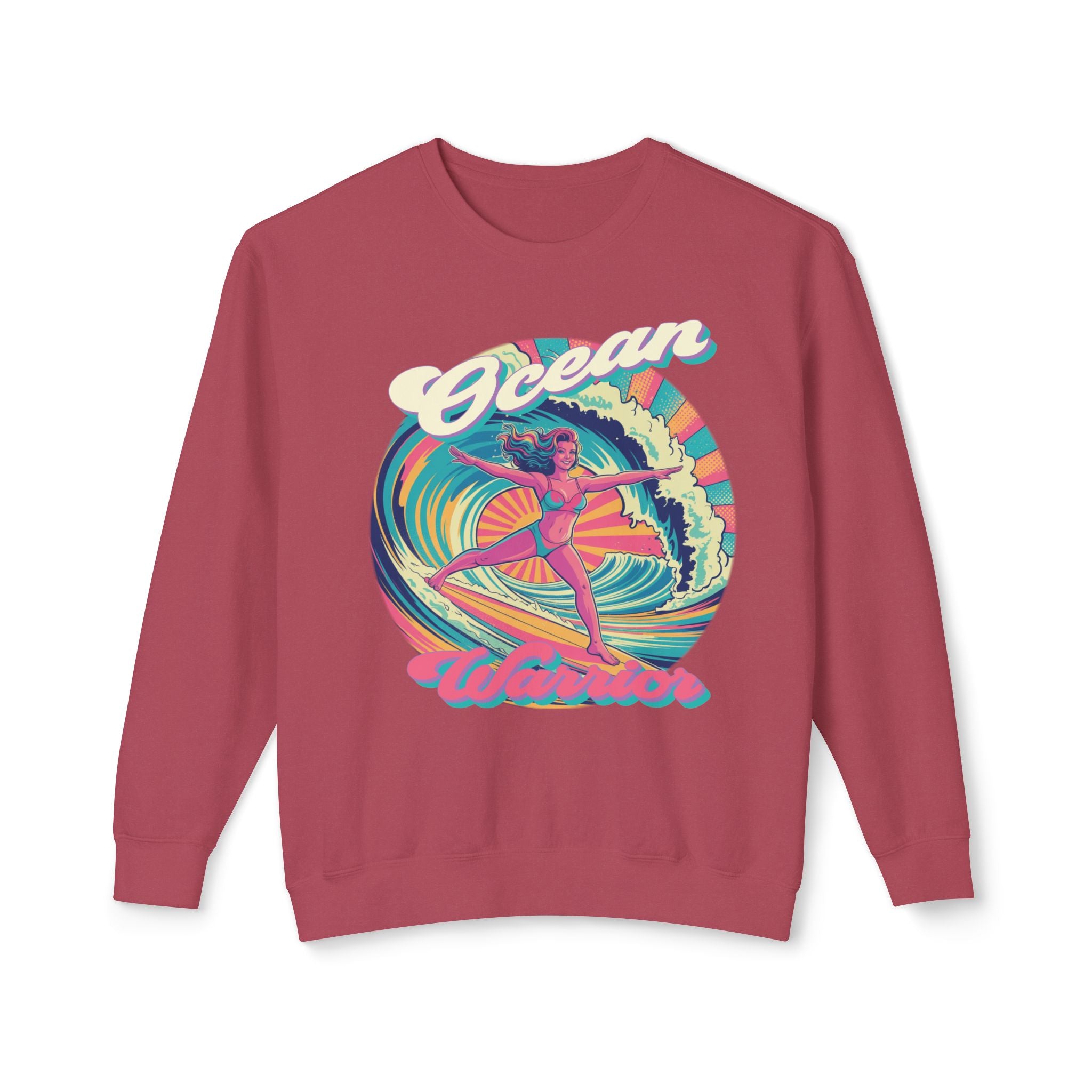 Ocean Warrior Retro Sweatshirt – Vaporwave Surf Aesthetic Graphic Pullover