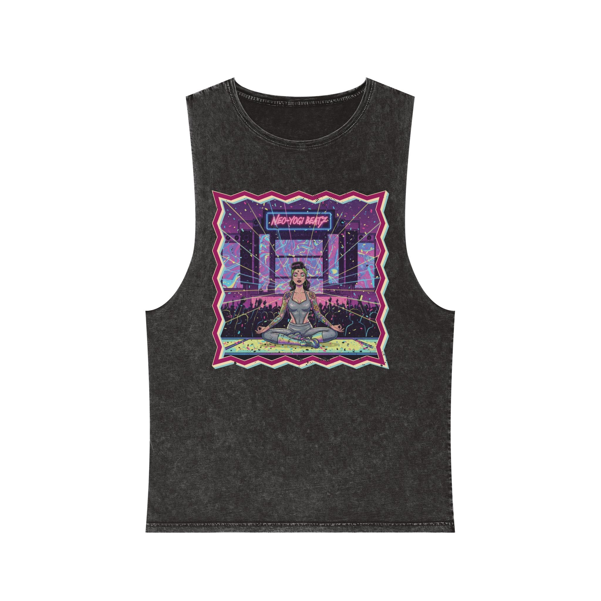 Neo Yogi Rave Pin-Up Stonewashed Tank Top – Psychedelic Meditation Festival Wear