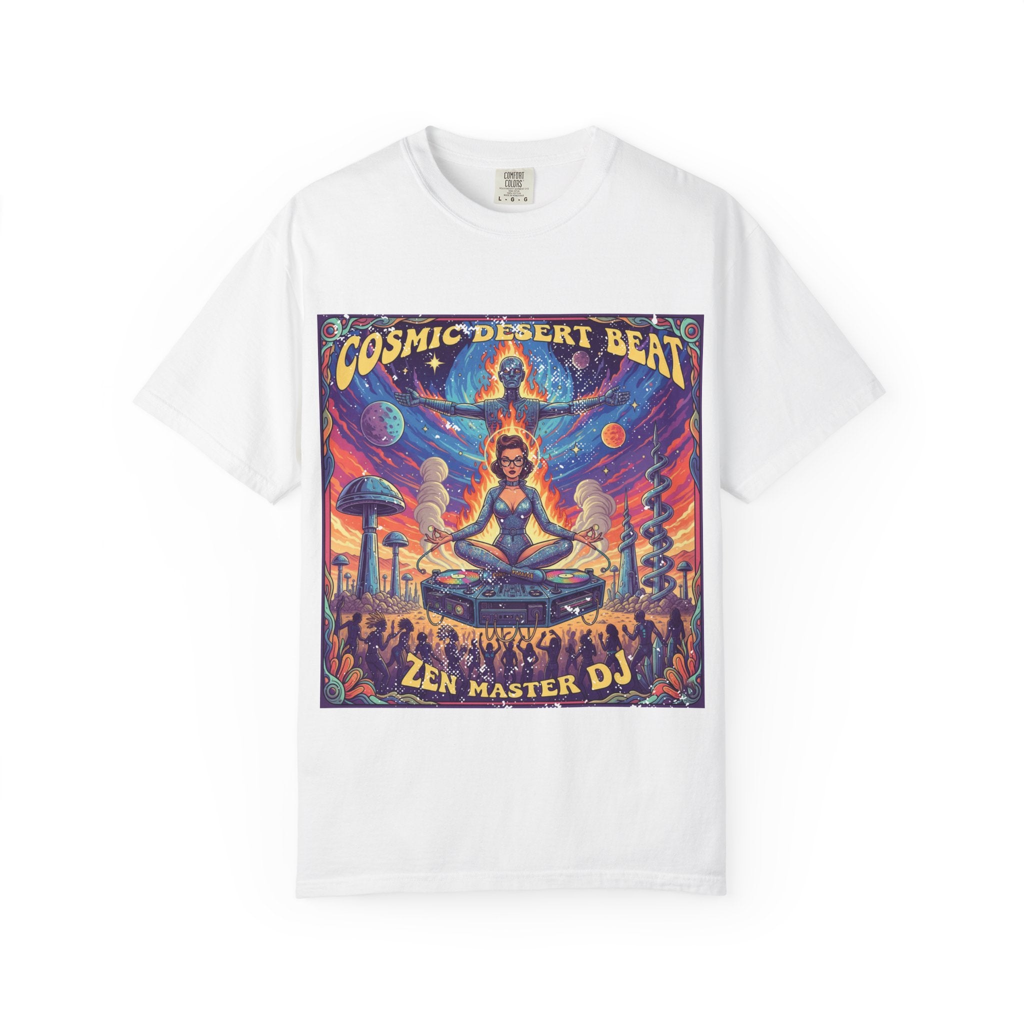 Vintage Pinup DJ Desert Rave T-Shirt - Retro Burning Man Inspired Graphic Tee