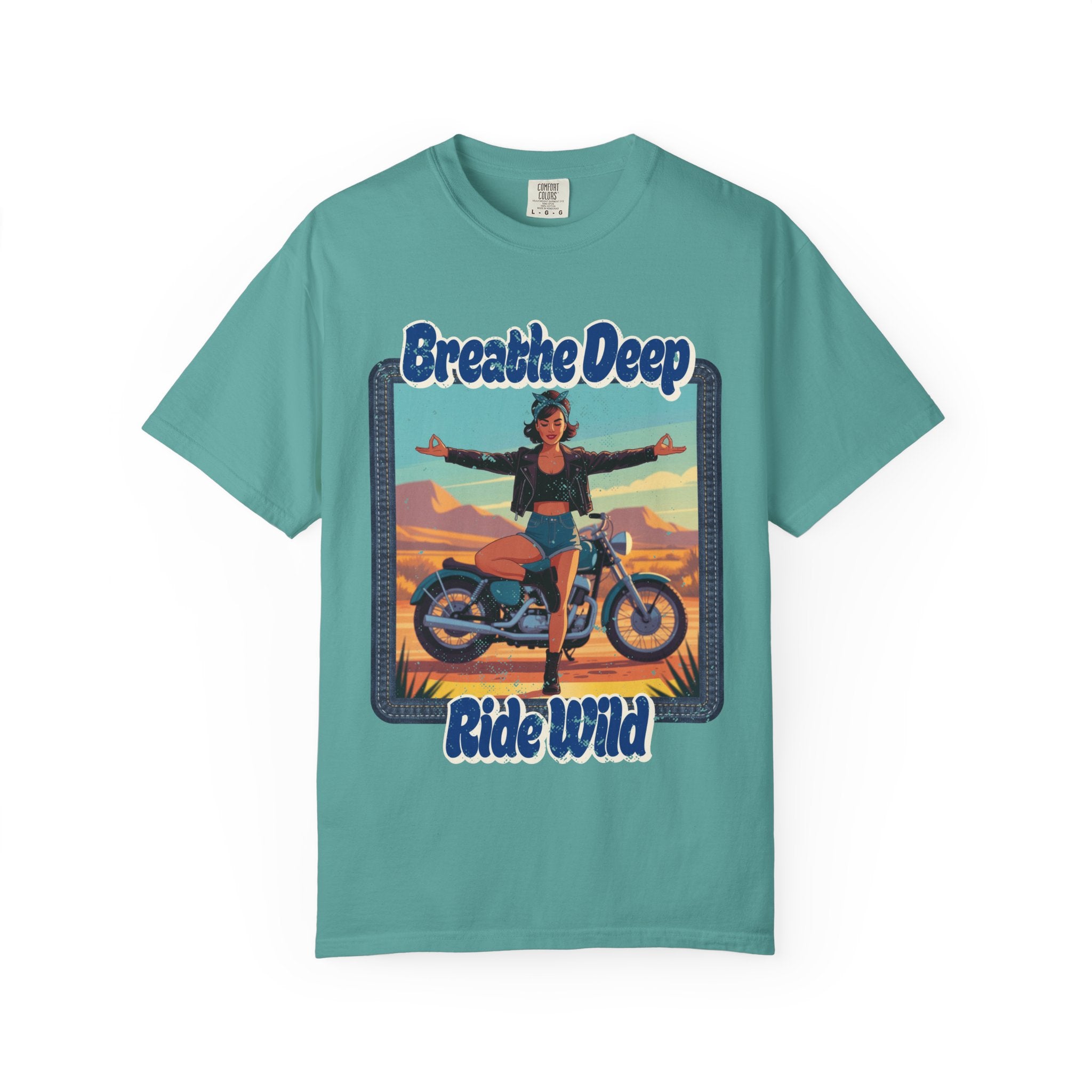 Breathe Deep Ride Wild T-Shirt – Vintage 1950s Biker Girl Yoga Graphic Tee