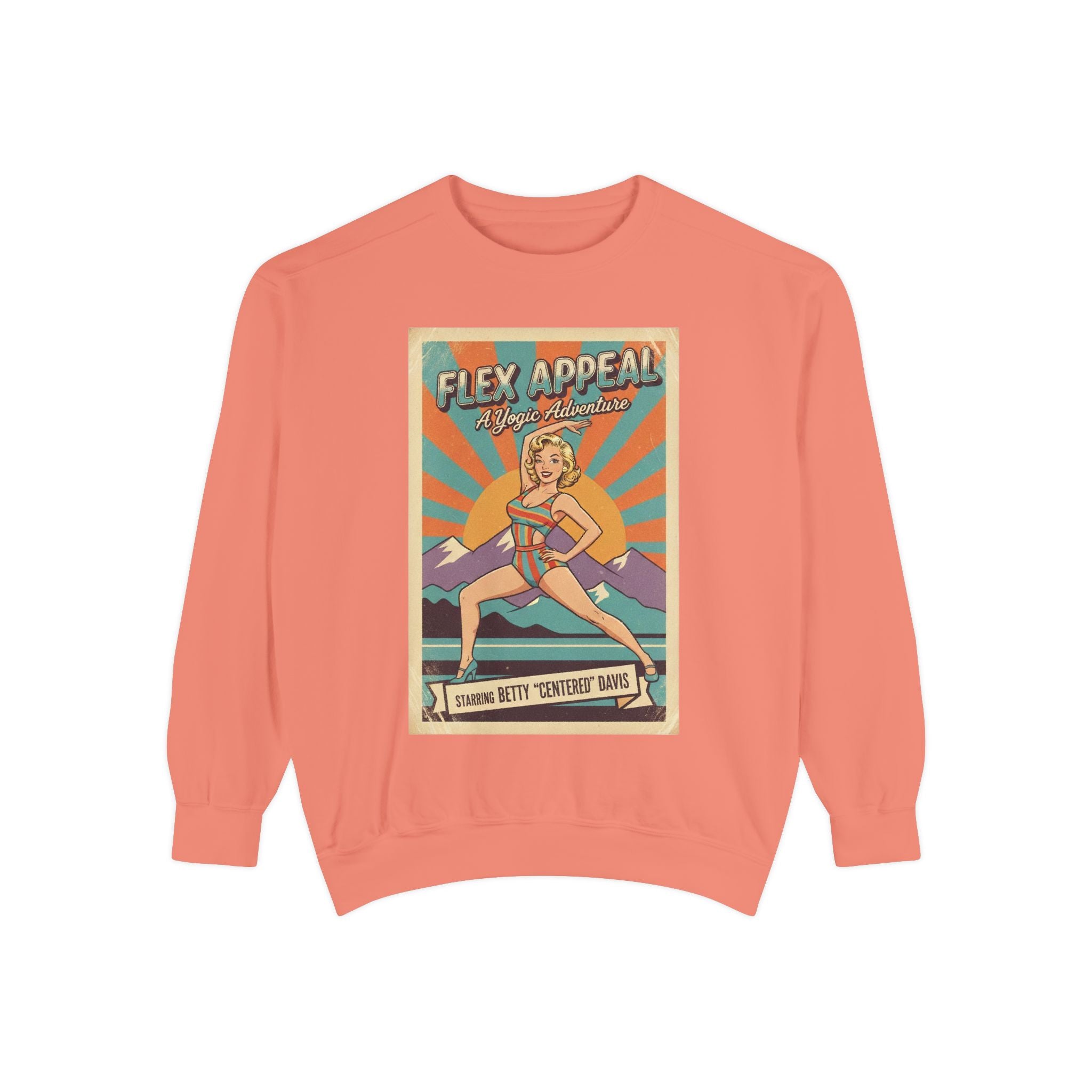 Flex Appeal Vintage Yoga Sweatshirt – Retro 1950s Yogic Adventure Pullover