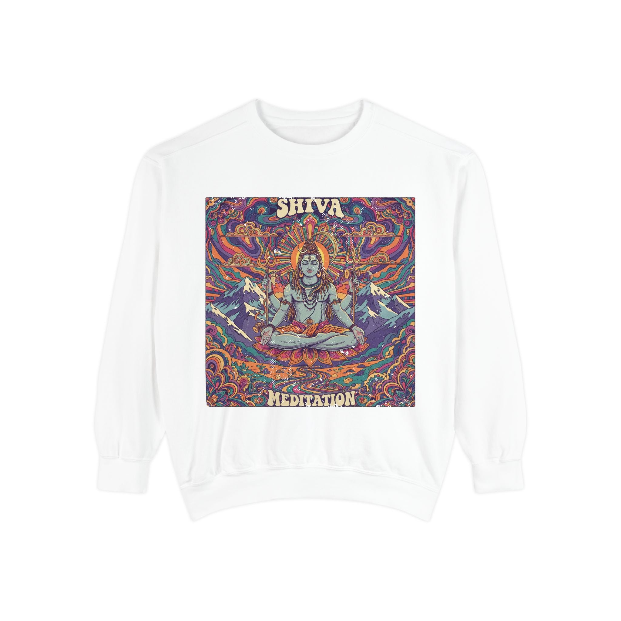 Shiva Meditation Visionary Sweatshirt – Psychedelic Himalayan Peak Spiritual Apparel