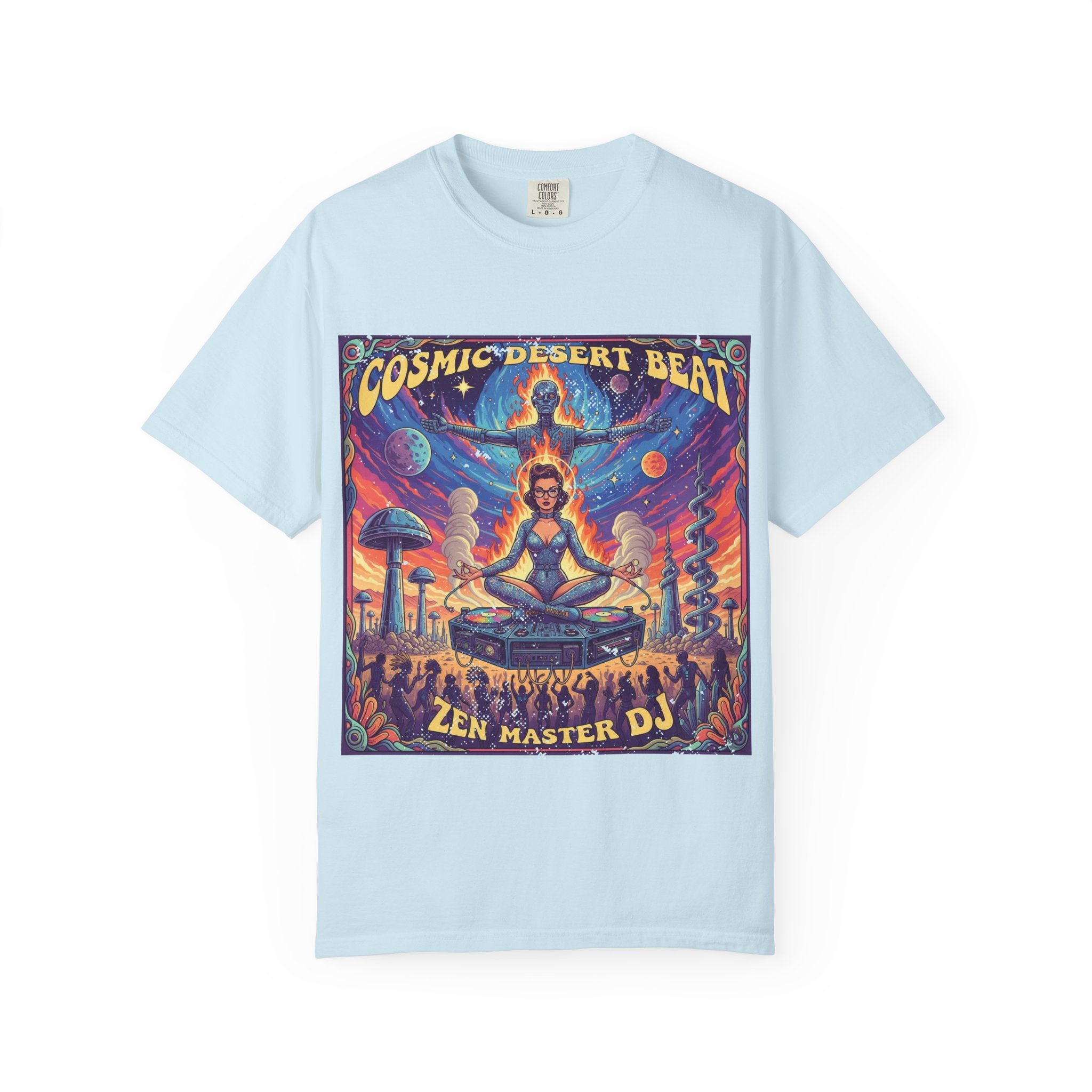 Vintage Pinup DJ Desert Rave T-Shirt - Retro Burning Man Inspired Graphic Tee