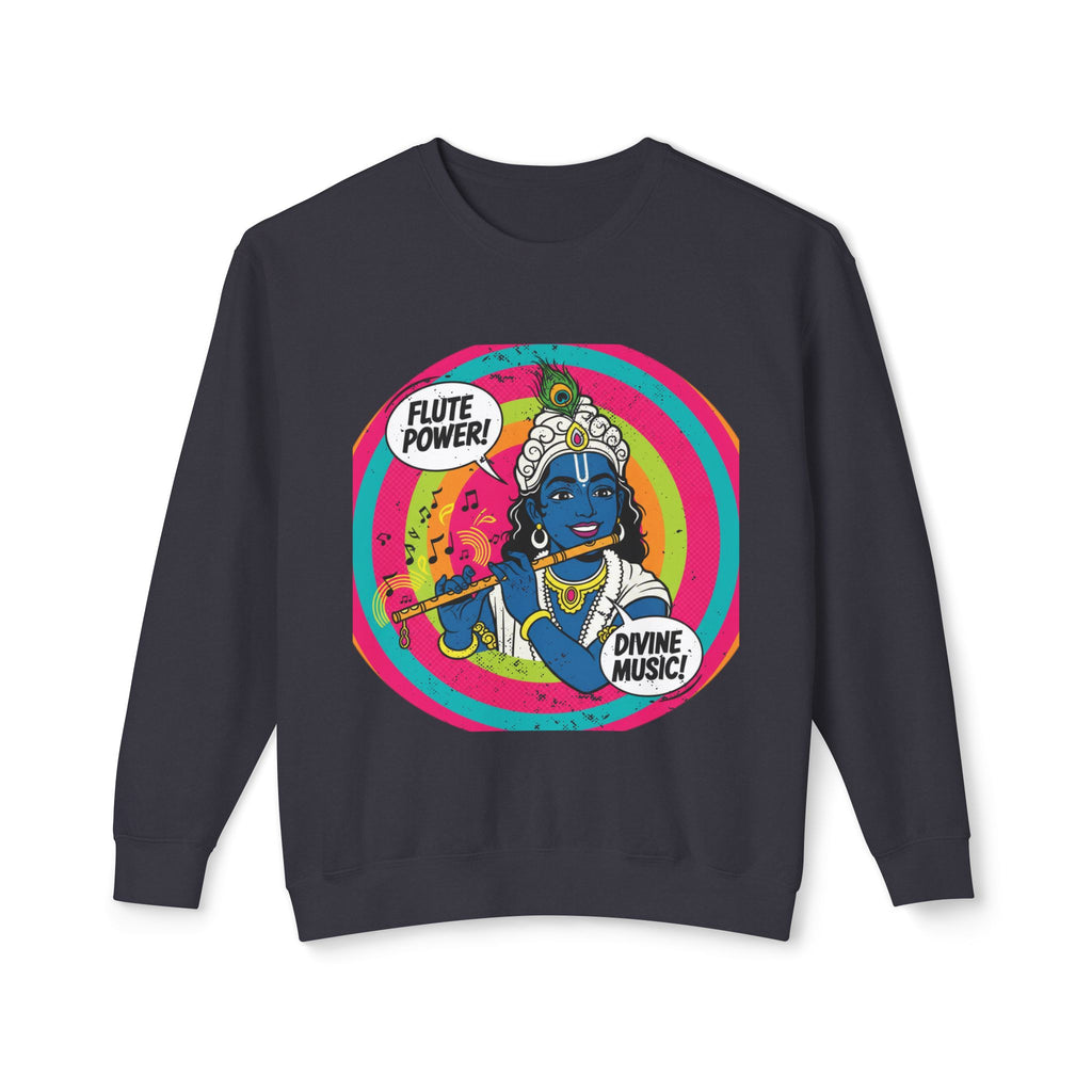 Flute Power Krishna Pop Art Sweatshirt – Retro Divine Music Psychedelic Pullover