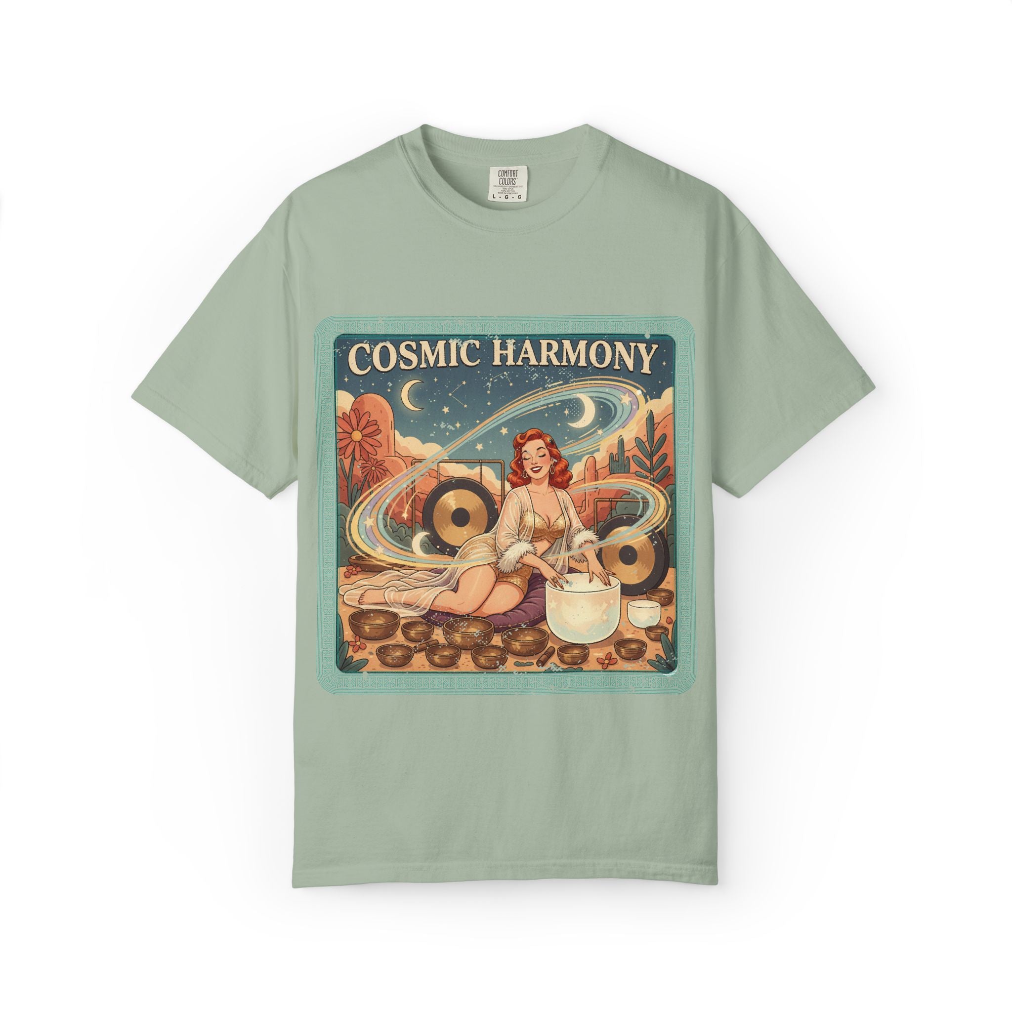 Cosmic Harmony Vintage T-Shirt – Retro Sound Healing Crystal Bowl Graphic Tee