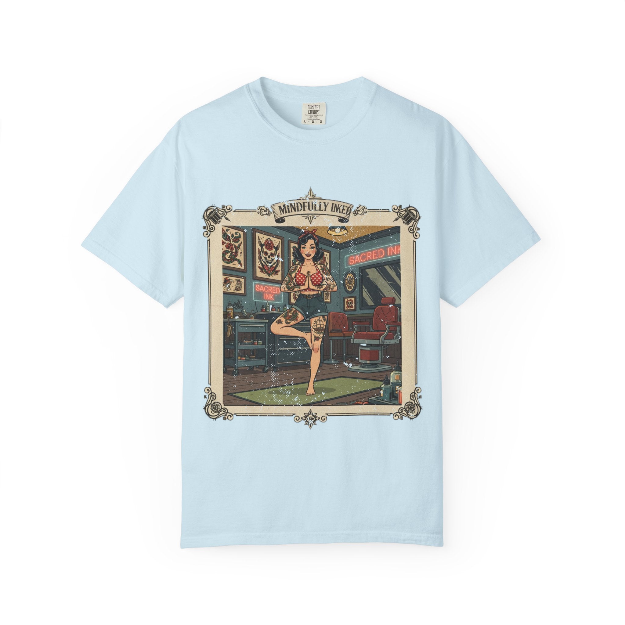 Mindfully Inked Retro T-Shirt – Vintage Tattoo Artist Yoga Graphic Tee