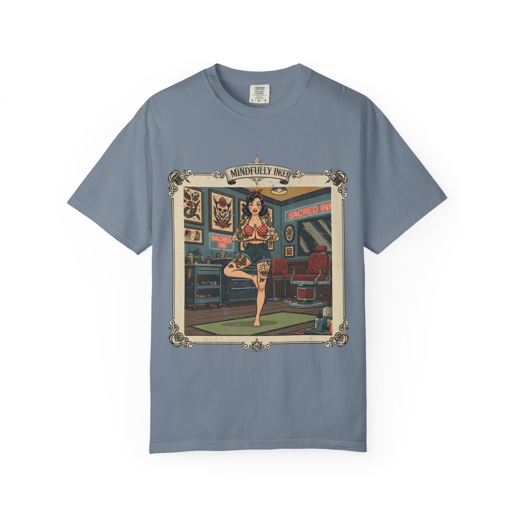 Mindfully Inked Retro T-Shirt – Vintage Tattoo Artist Yoga Graphic Tee