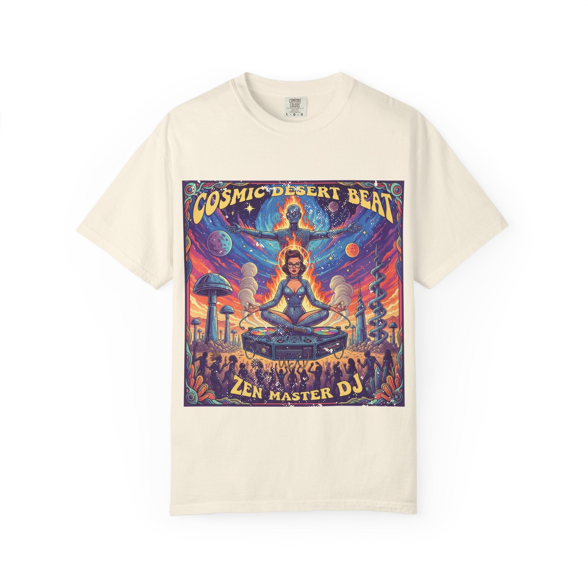 Vintage Pinup DJ Desert Rave T-Shirt - Retro Burning Man Inspired Graphic Tee