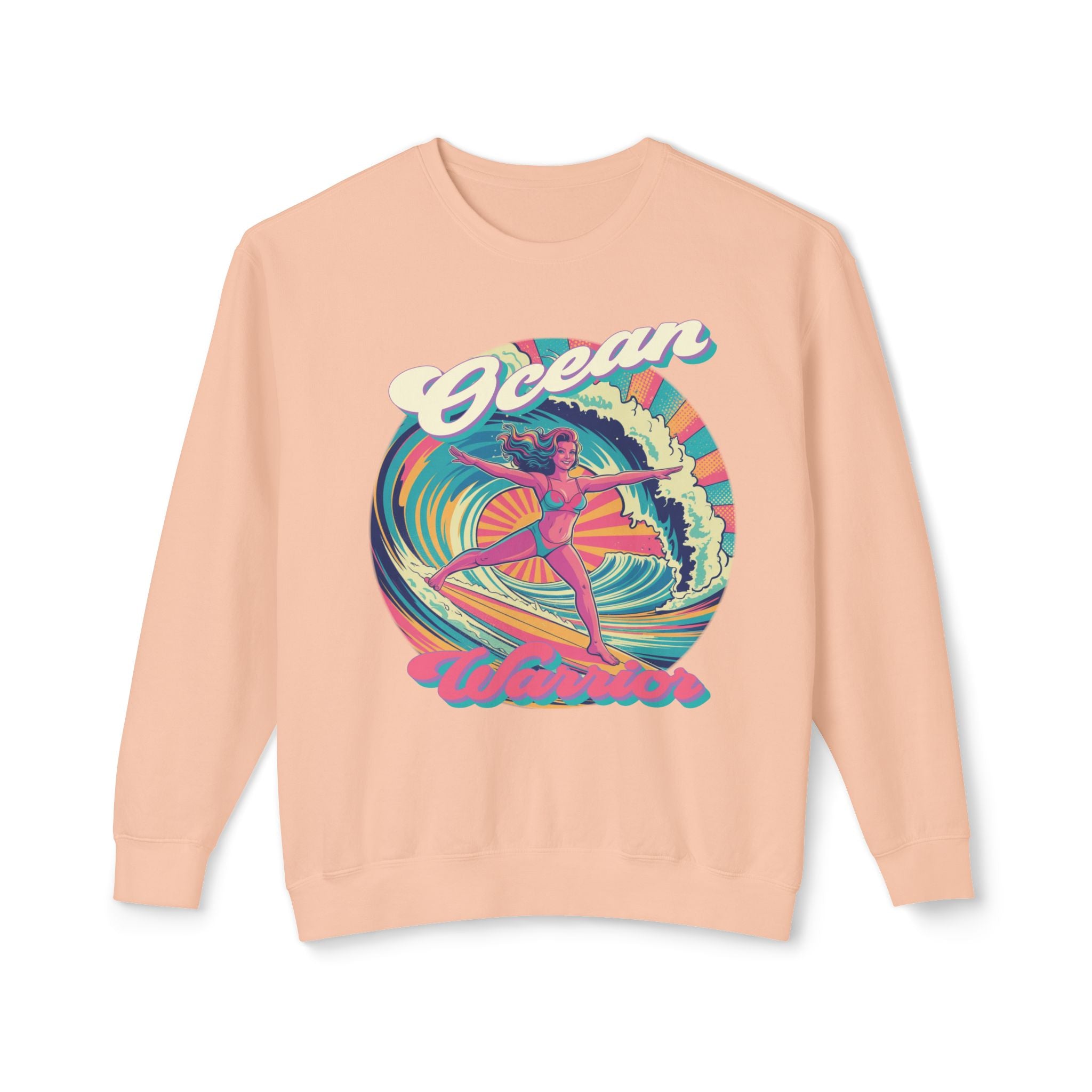 Ocean Warrior Retro Sweatshirt – Vaporwave Surf Aesthetic Graphic Pullover