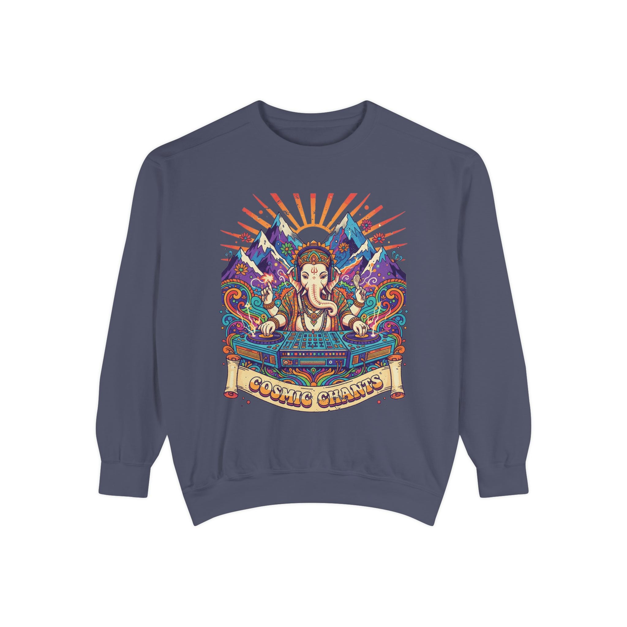 Cosmic Chants Ganesha DJ Sweatshirt – Psychedelic Spiritual Rave Pullover