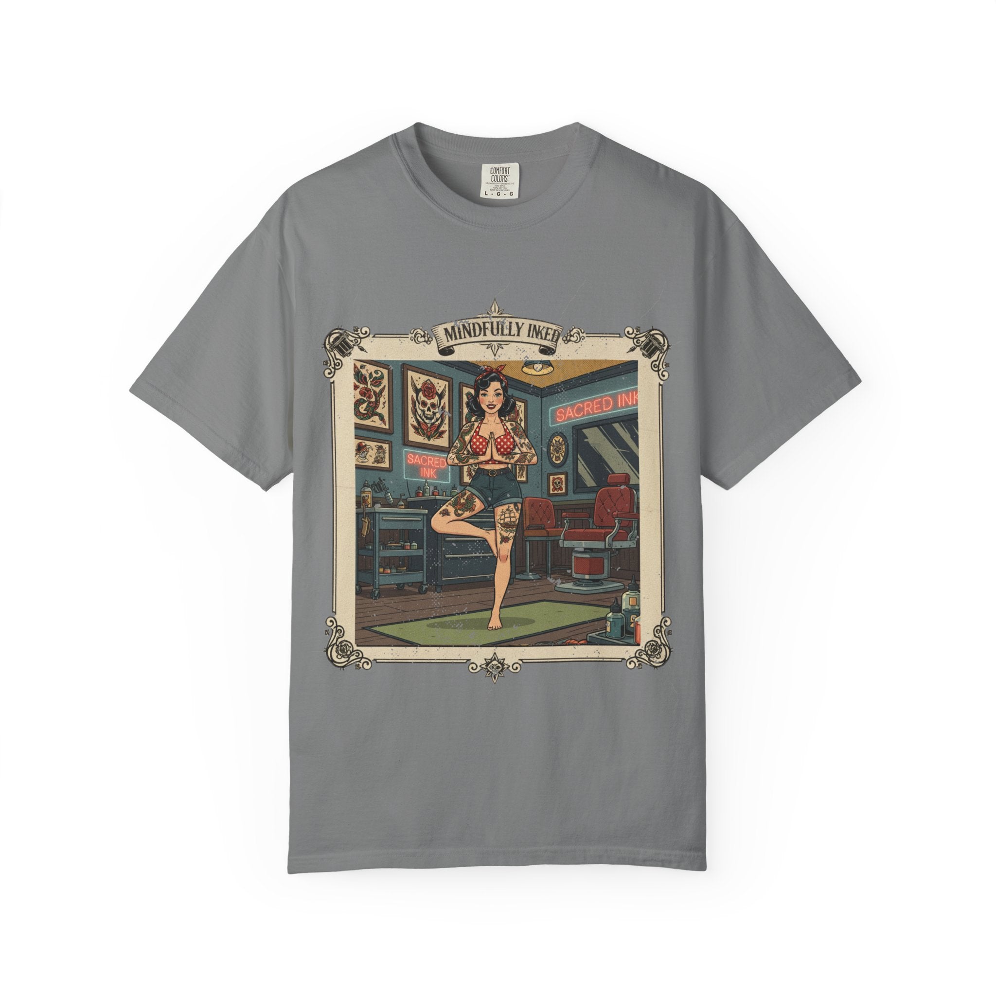 Mindfully Inked Retro T-Shirt – Vintage Tattoo Artist Yoga Graphic Tee