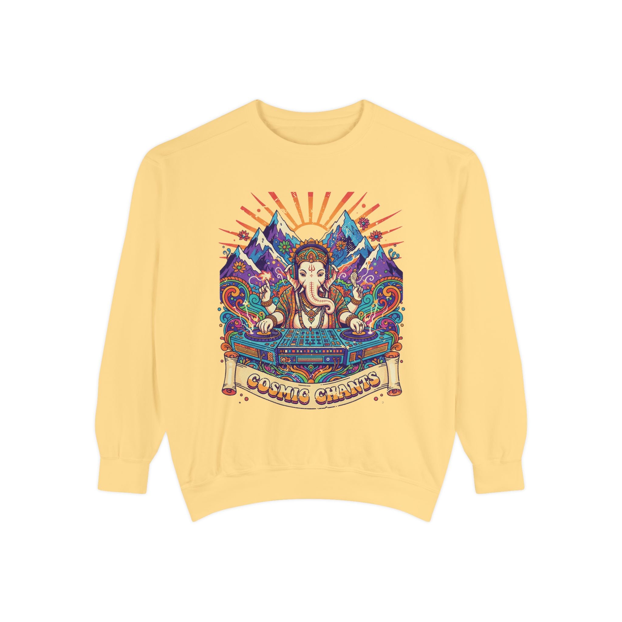 Cosmic Chants Ganesha DJ Sweatshirt – Psychedelic Spiritual Rave Pullover