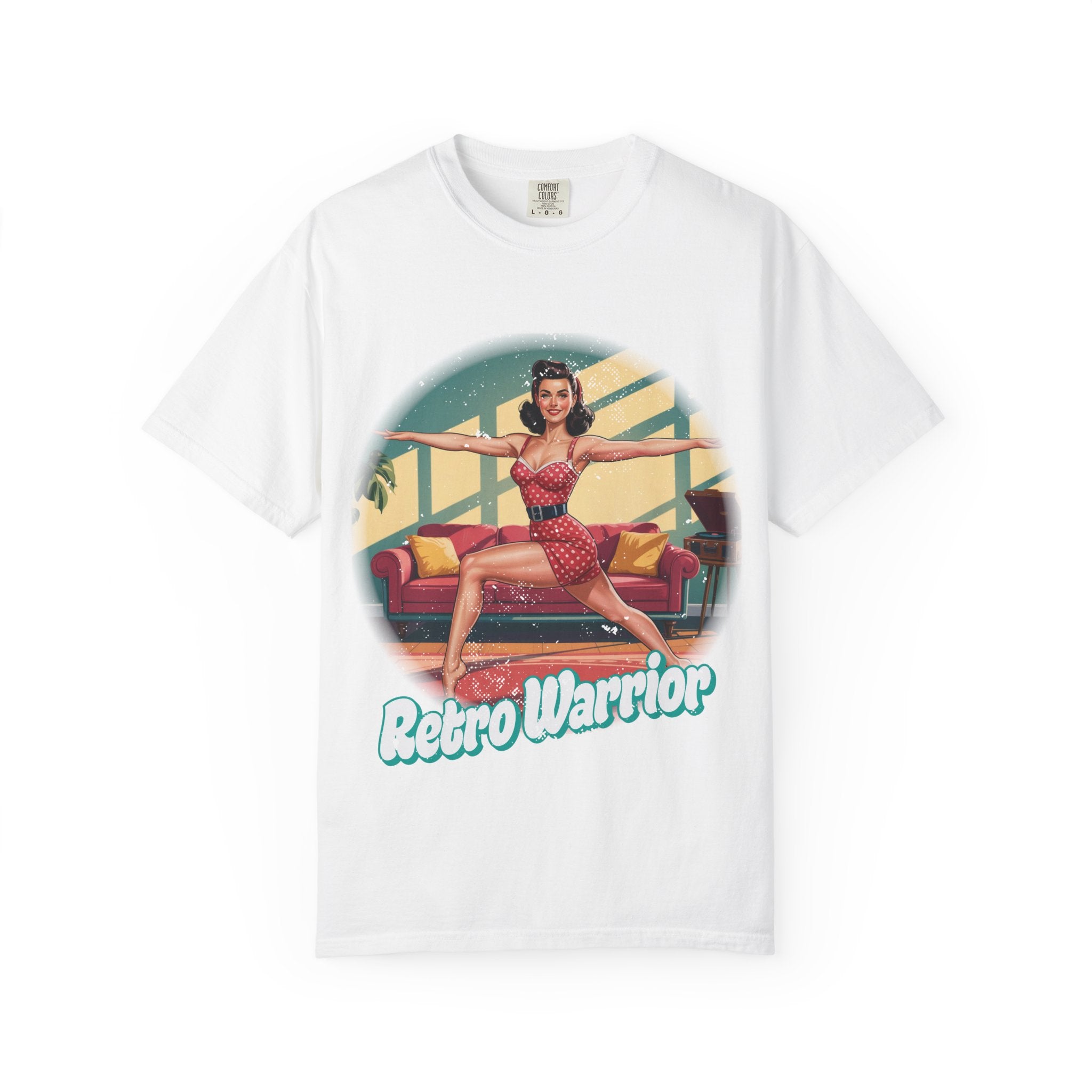 Retro Warrior Yoga Pin-Up Graphic Tee – Vintage Fitness Aesthetic T-Shirt