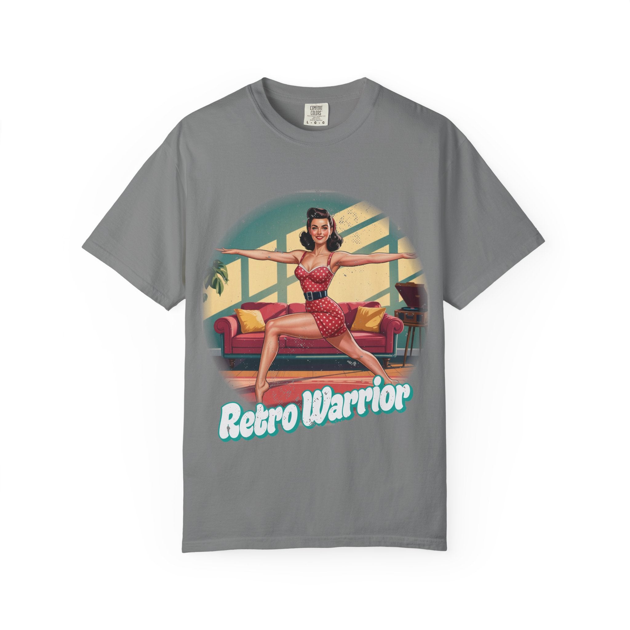 Retro Warrior Yoga Pin-Up Graphic Tee – Vintage Fitness Aesthetic T-Shirt
