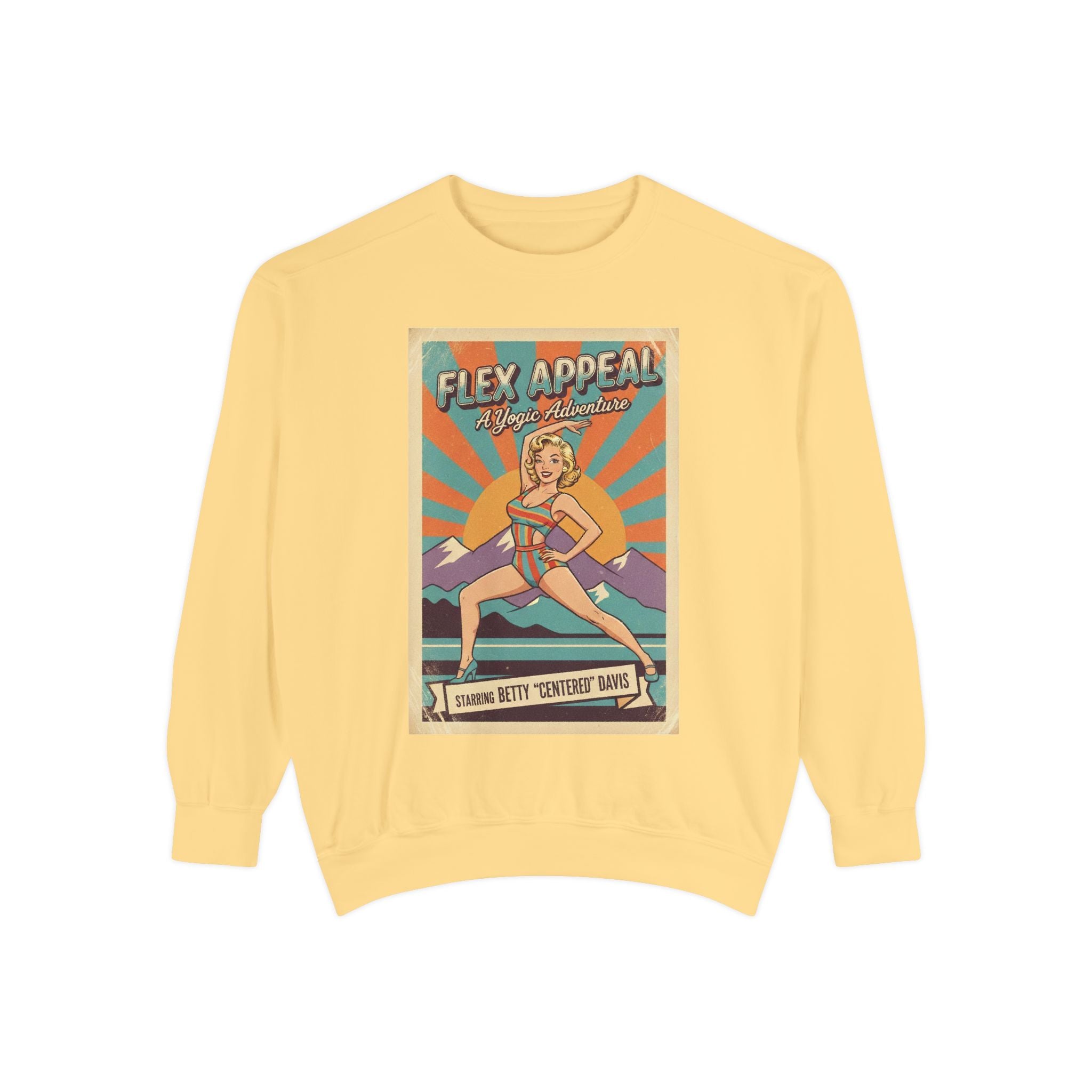 Flex Appeal Vintage Yoga Sweatshirt – Retro 1950s Yogic Adventure Pullover