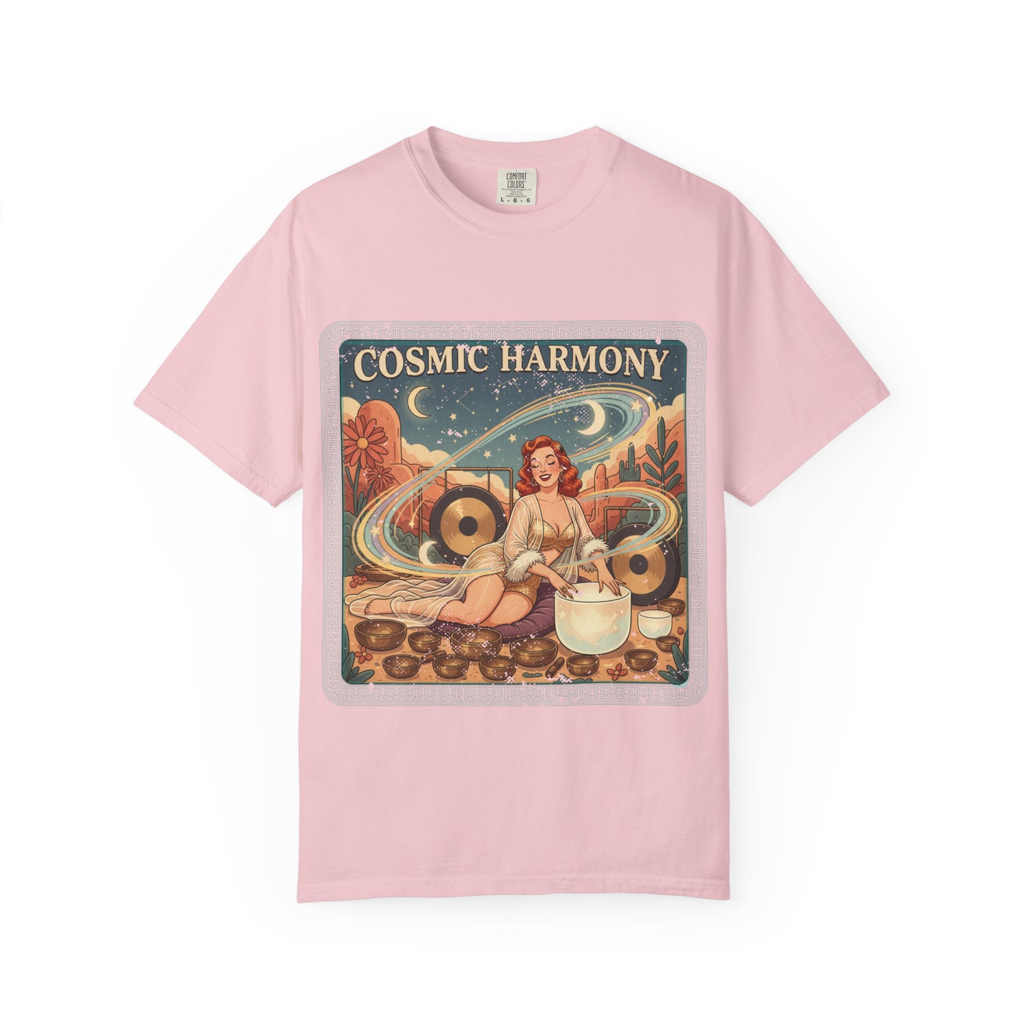 Cosmic Harmony Vintage T-Shirt – Retro Sound Healing Crystal Bowl Graphic Tee