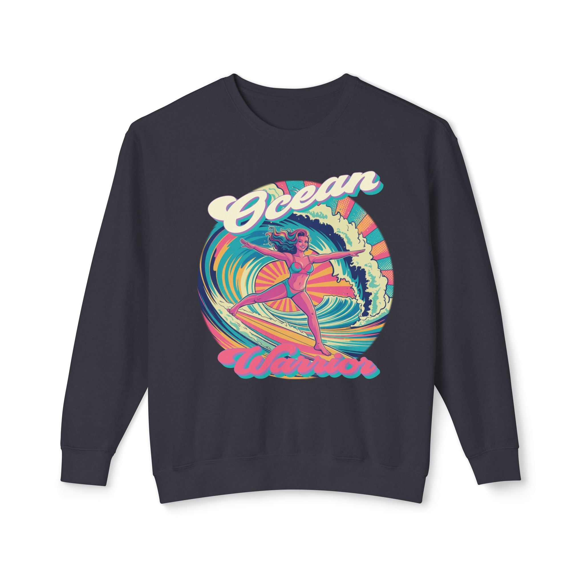 Ocean Warrior Retro Sweatshirt – Vaporwave Surf Aesthetic Graphic Pullover