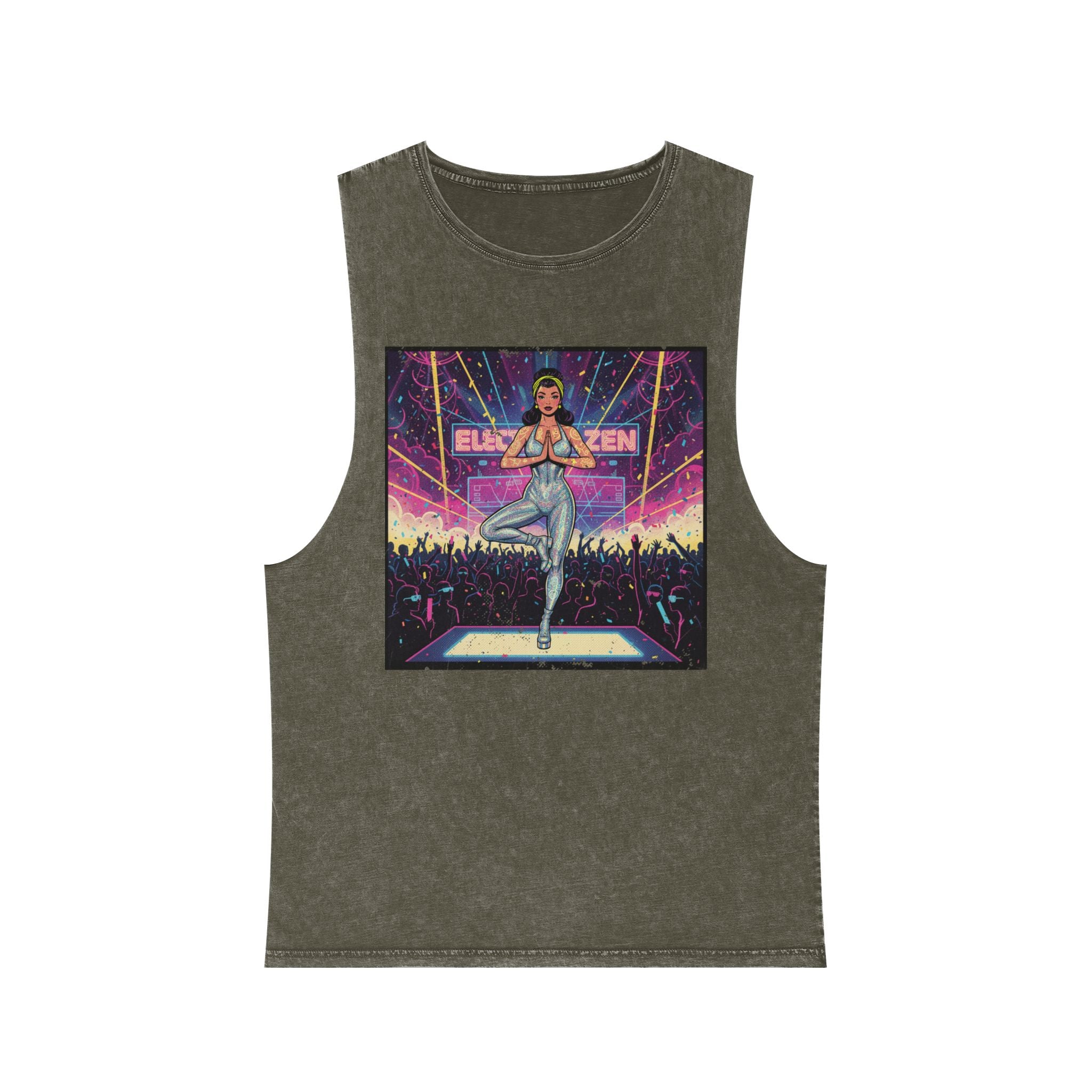 Electronic Zen Stonewashed Tank Top – Rave Yoga Pin-Up Festival Wear