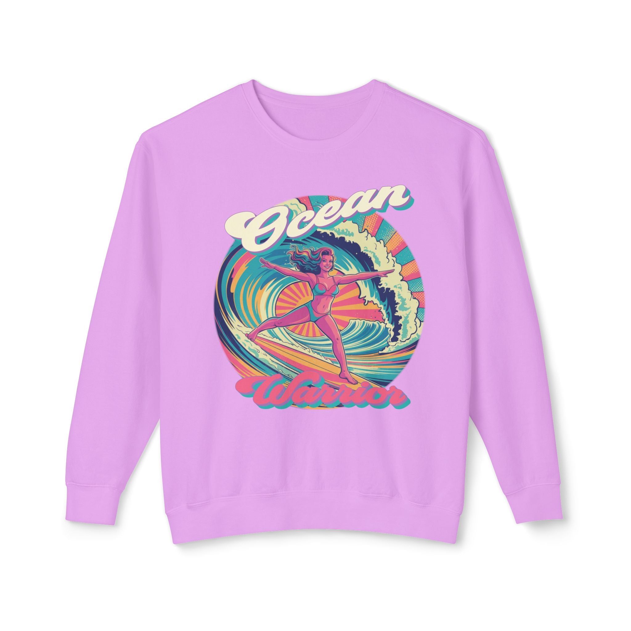 Ocean Warrior Retro Sweatshirt – Vaporwave Surf Aesthetic Graphic Pullover