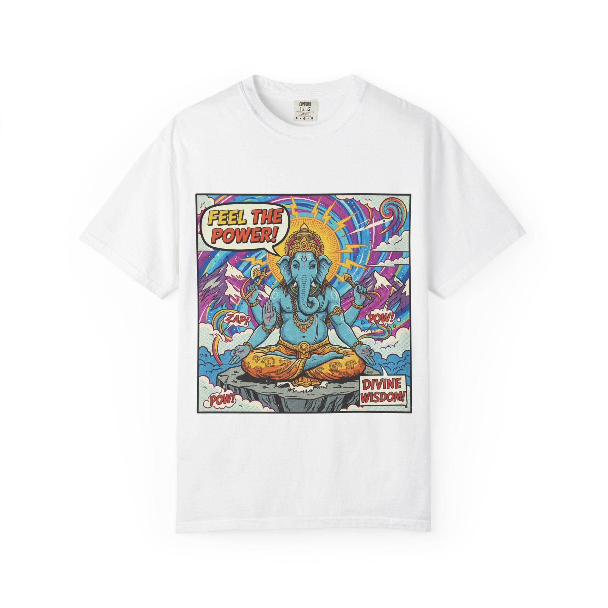 Feel The Power Ganesha Pop Art T-Shirt – Retro Comic Divine Wisdom Graphic Tee