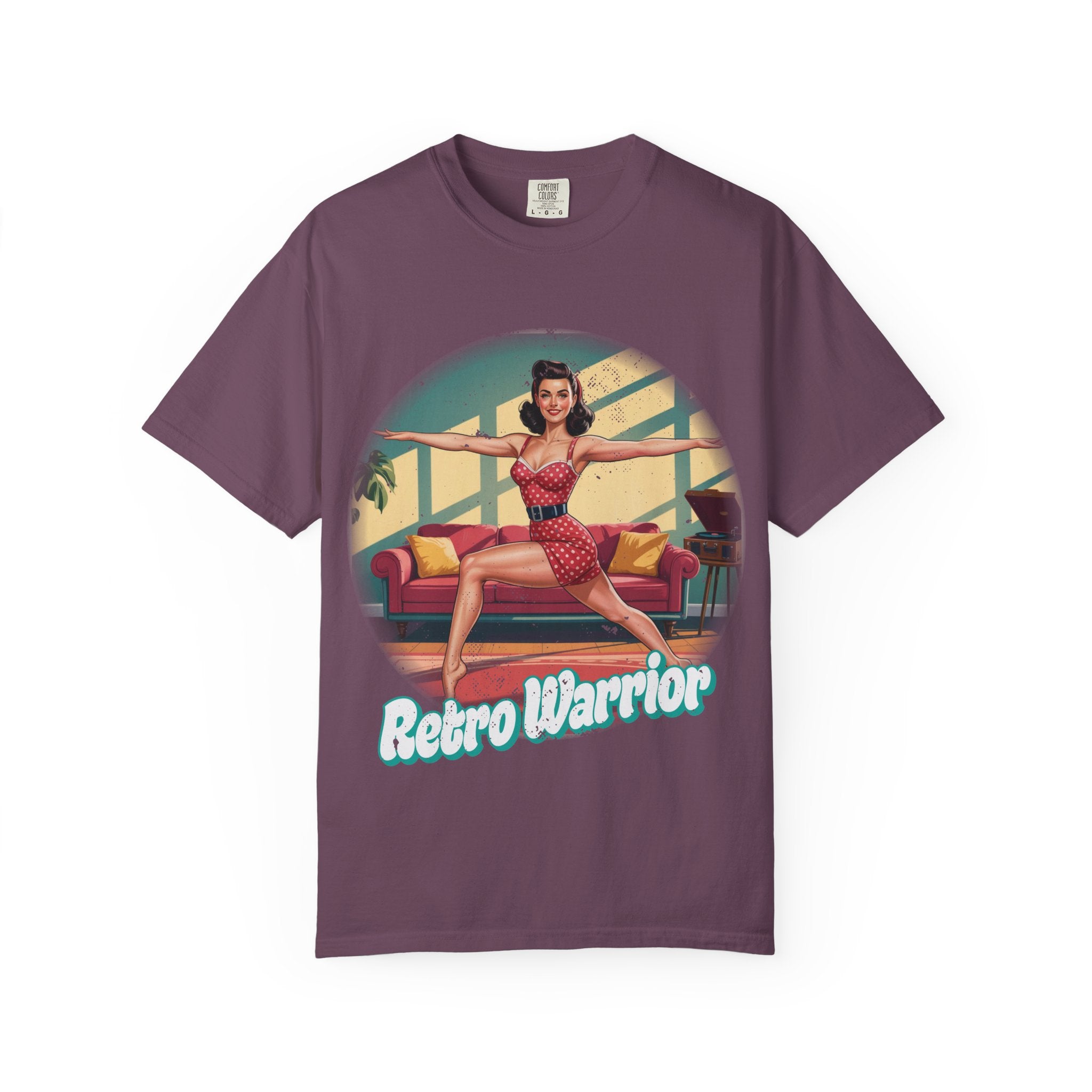 Retro Warrior Yoga Pin-Up Graphic Tee – Vintage Fitness Aesthetic T-Shirt