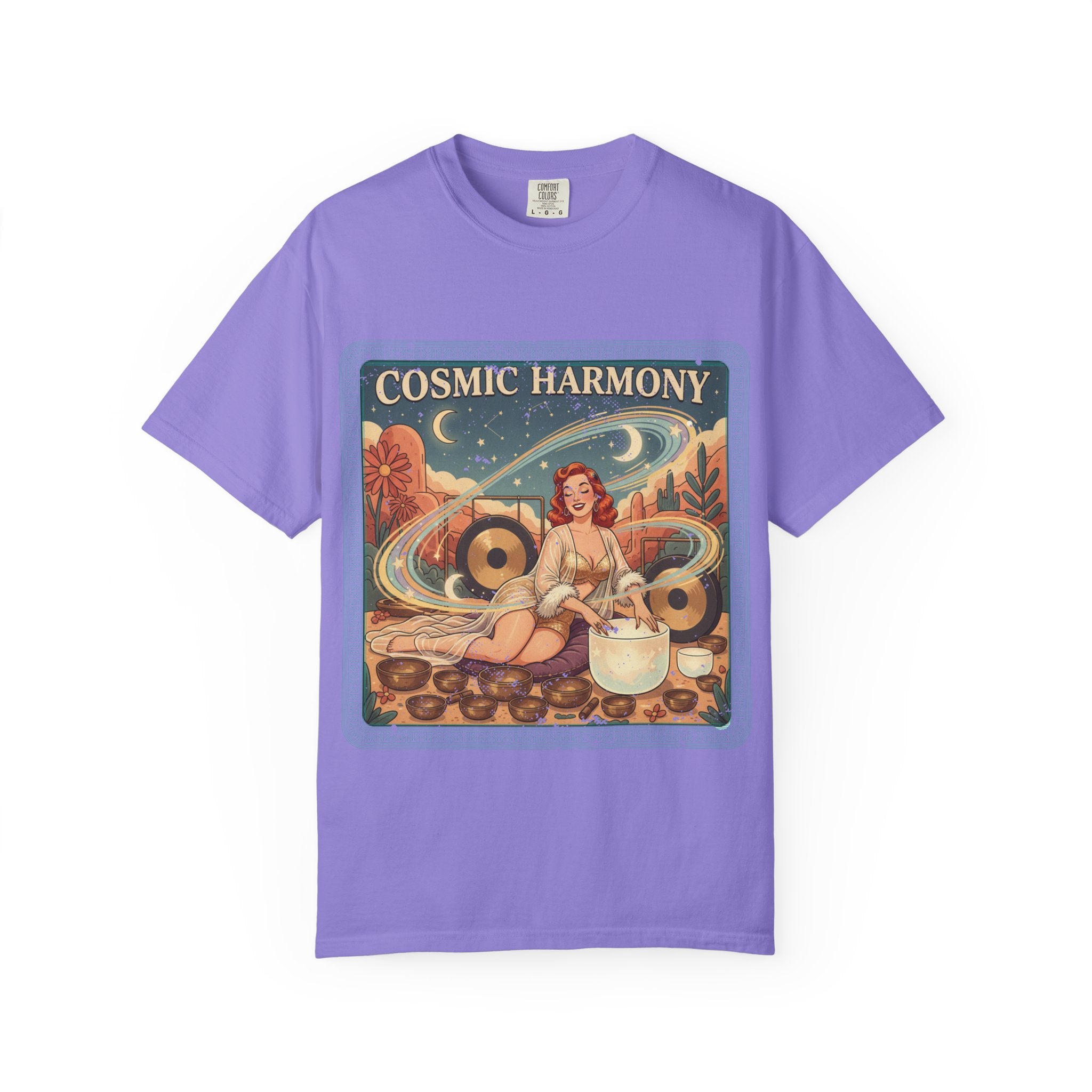 Cosmic Harmony Vintage T-Shirt – Retro Sound Healing Crystal Bowl Graphic Tee