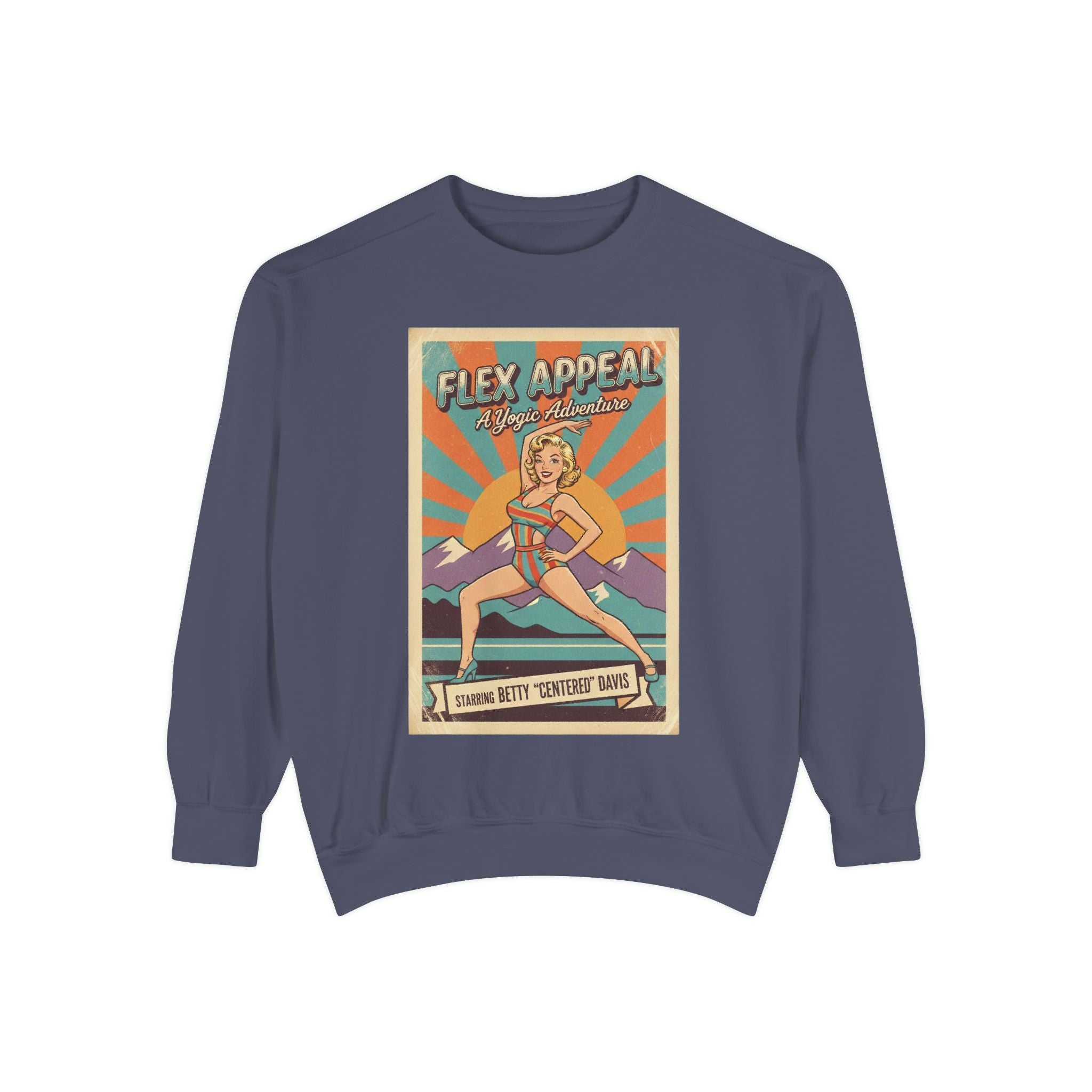 Flex Appeal Vintage Yoga Sweatshirt – Retro 1950s Yogic Adventure Pullover