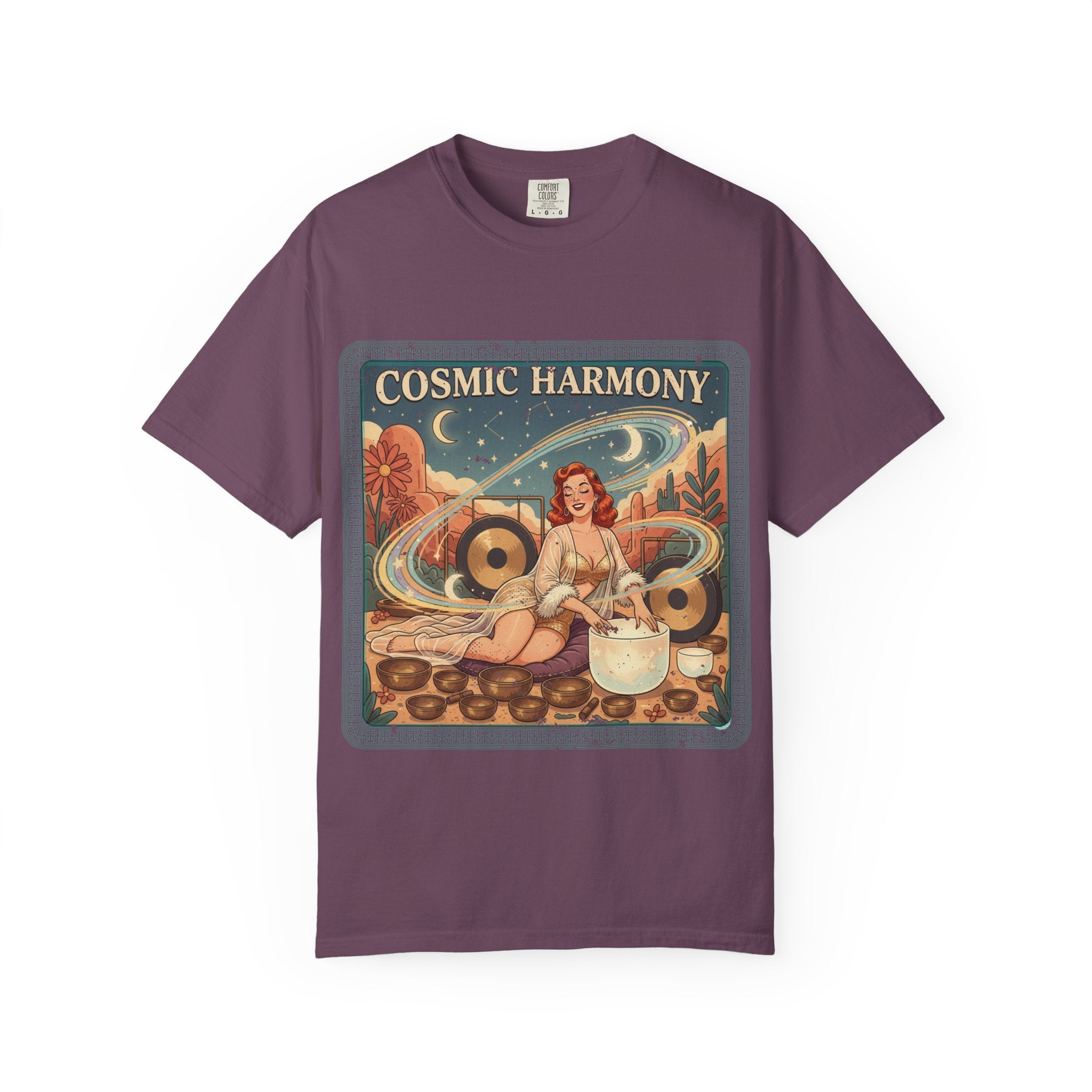 Cosmic Harmony Vintage T-Shirt – Retro Sound Healing Crystal Bowl Graphic Tee