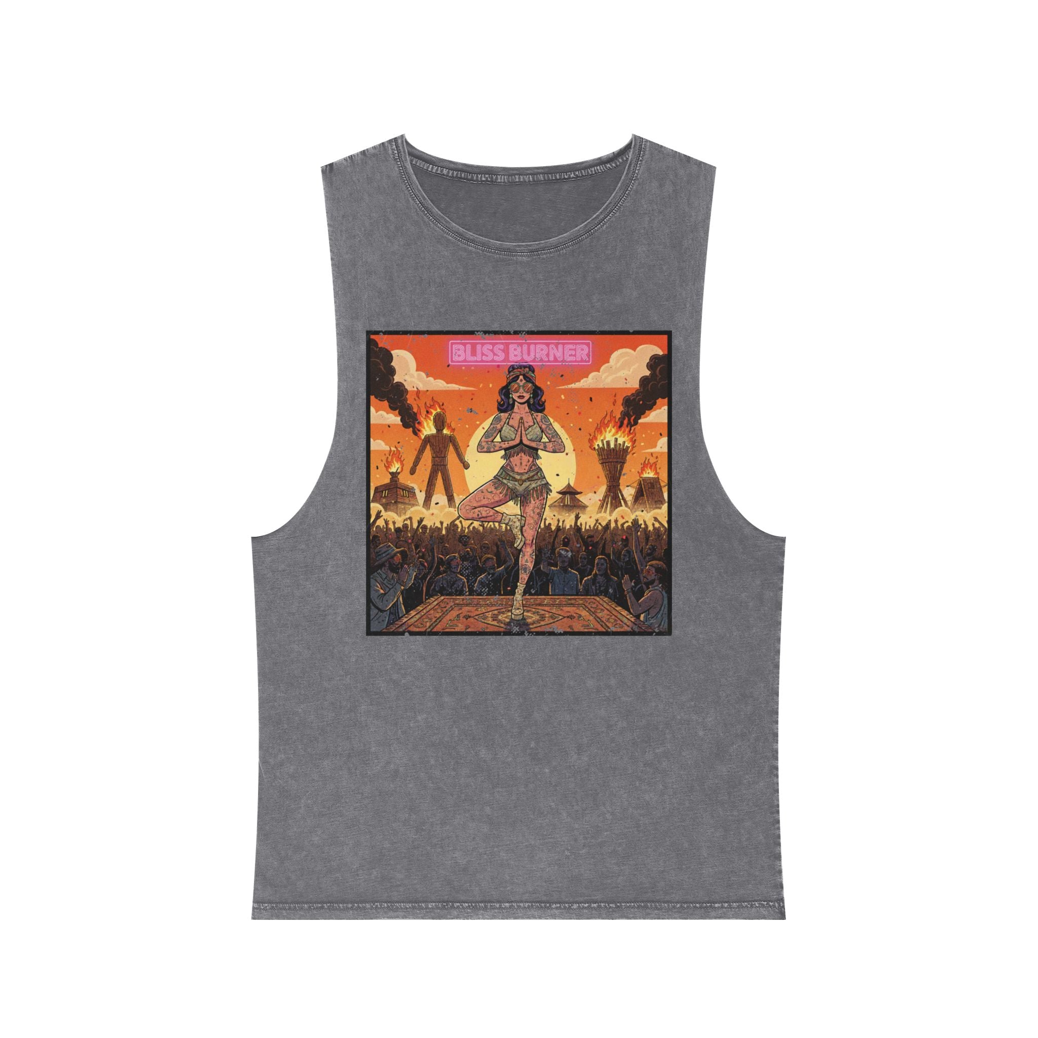 Bliss Burner Stonewashed Tank Top – Burning Man Yoga Pinup Festival Art