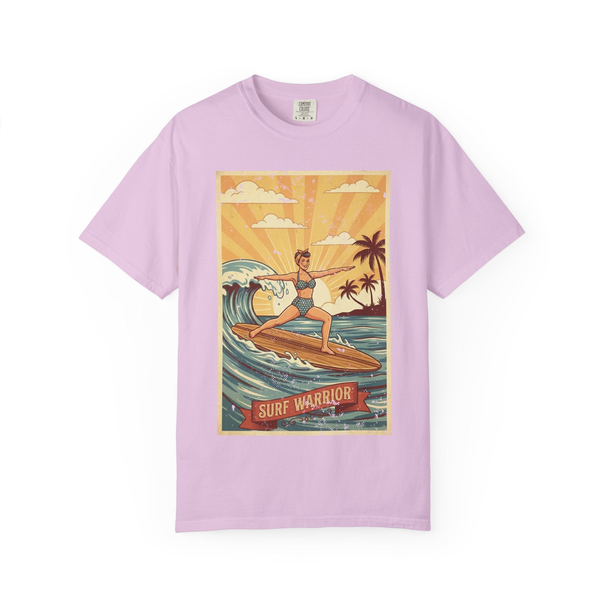 Surf Warrior Vintage T-Shirt – Retro Beach Yoga Warrior Pose Graphic Tee