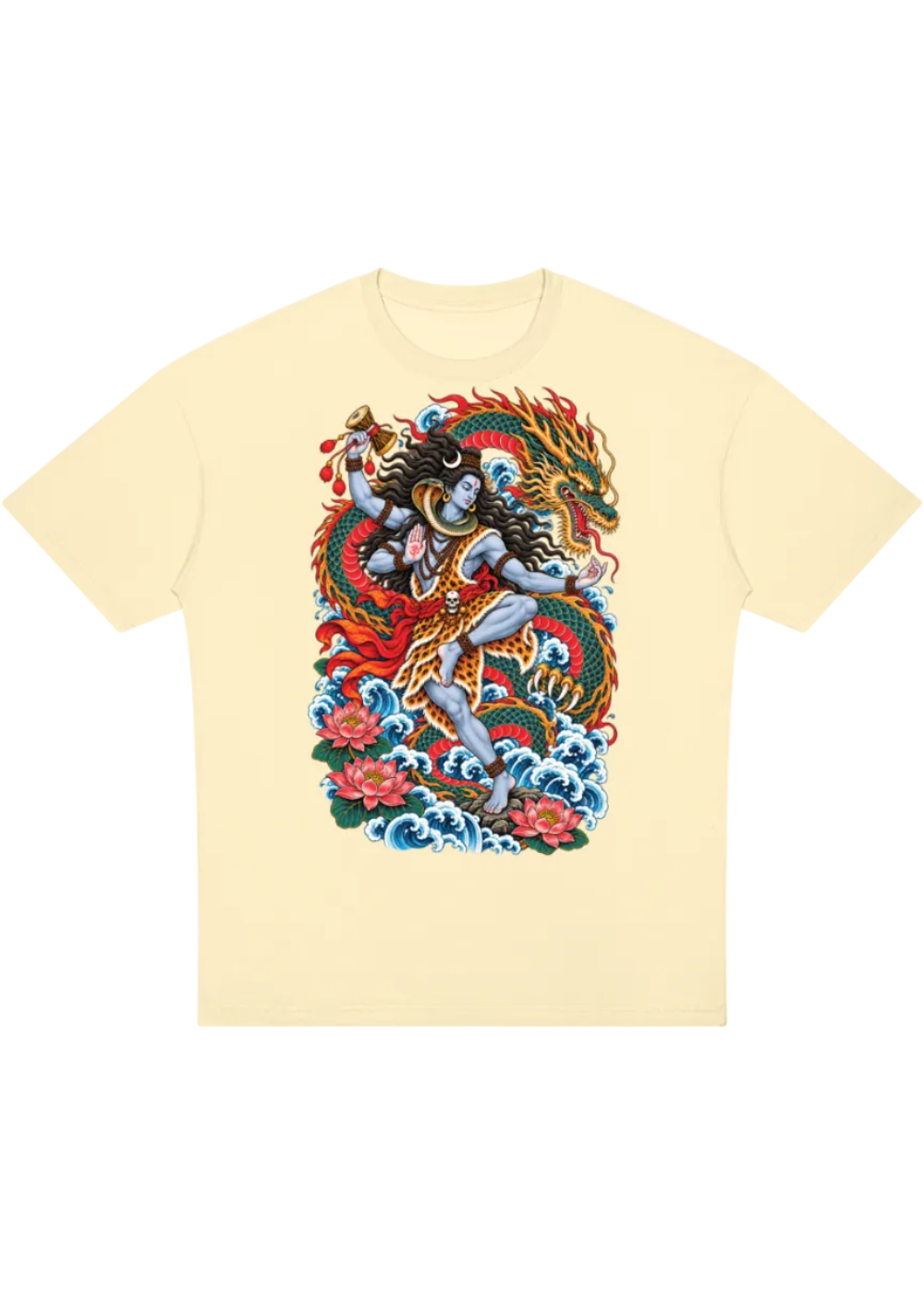 Lord Shiva Dragon Irezumi Oversized Drop Shoulder T-Shirt