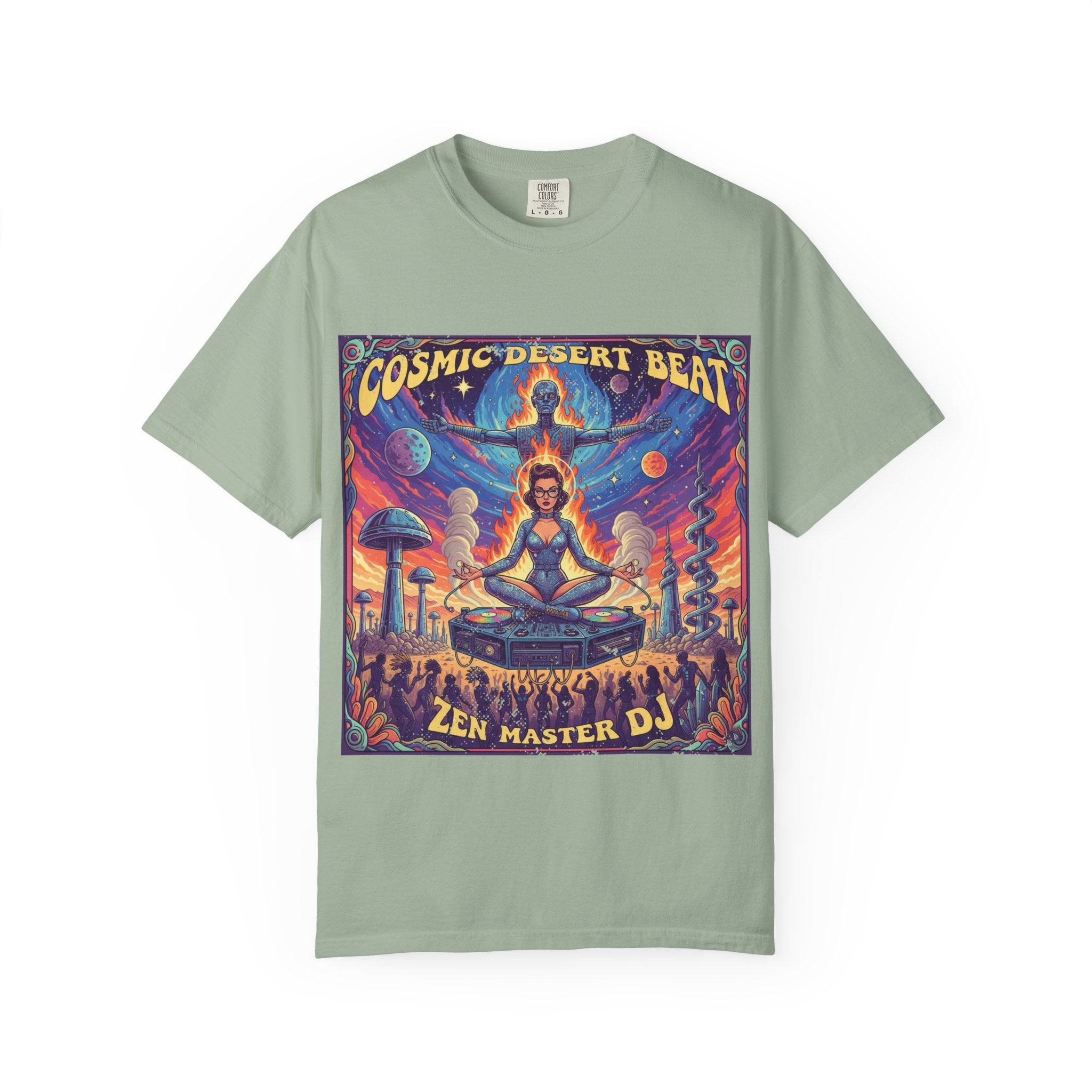 Vintage Pinup DJ Desert Rave T-Shirt - Retro Burning Man Inspired Graphic Tee