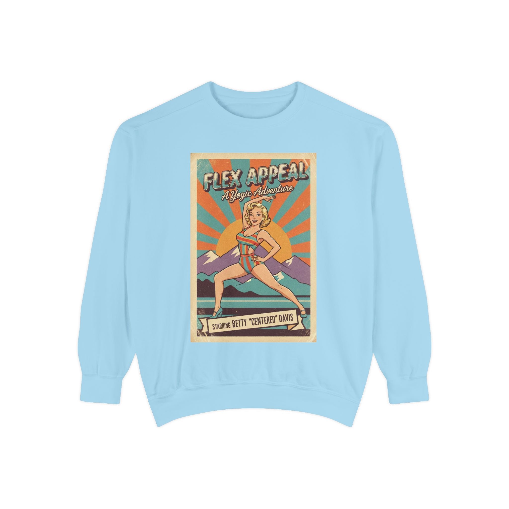 Flex Appeal Vintage Yoga Sweatshirt – Retro 1950s Yogic Adventure Pullover