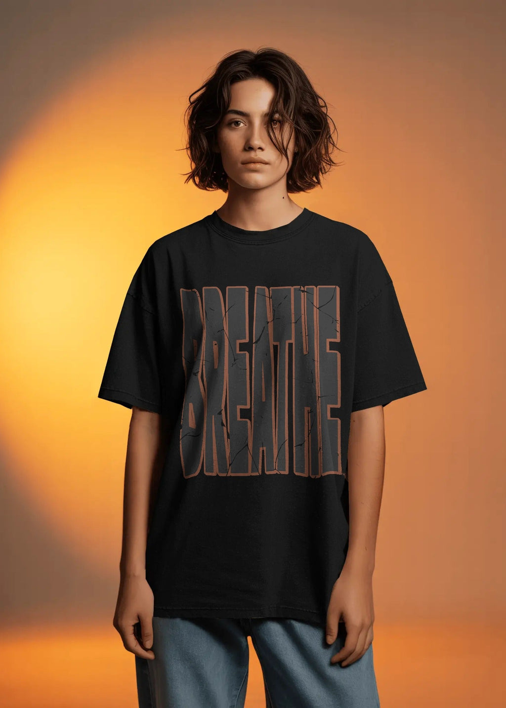 "BREATHE" Distressed Streetwear Tee