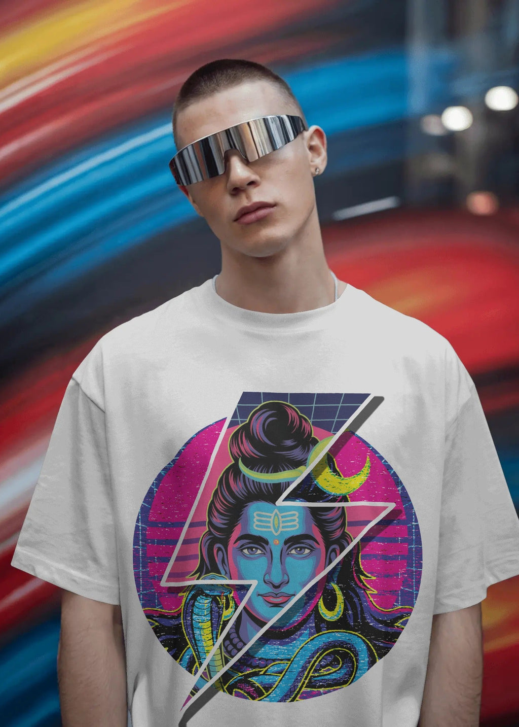 80s Retro Shiva Neon Wave Tee