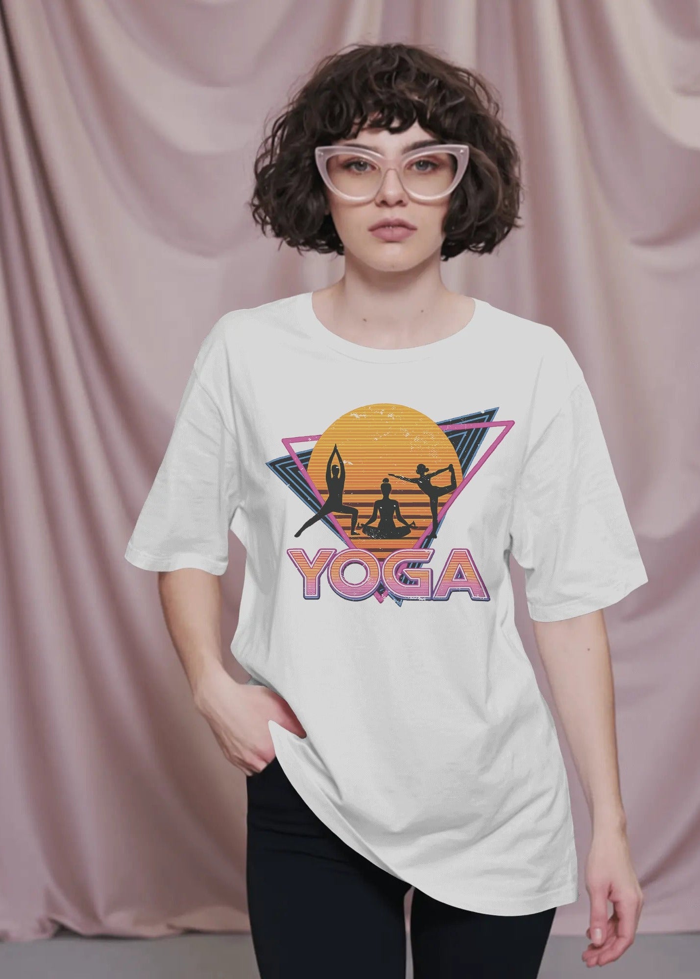 Retro Synthwave Yoga Tee
