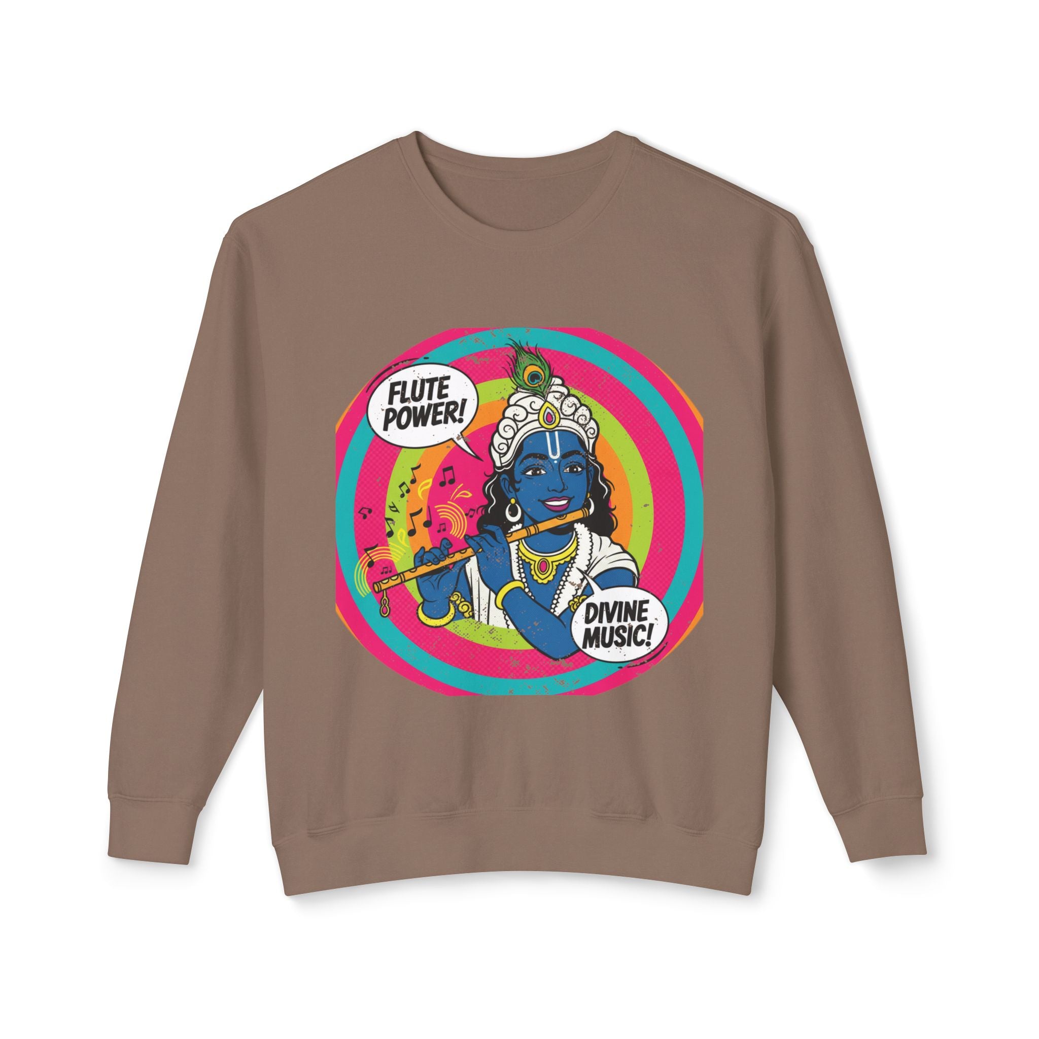 Flute Power Krishna Pop Art Sweatshirt – Retro Divine Music Psychedelic Pullover