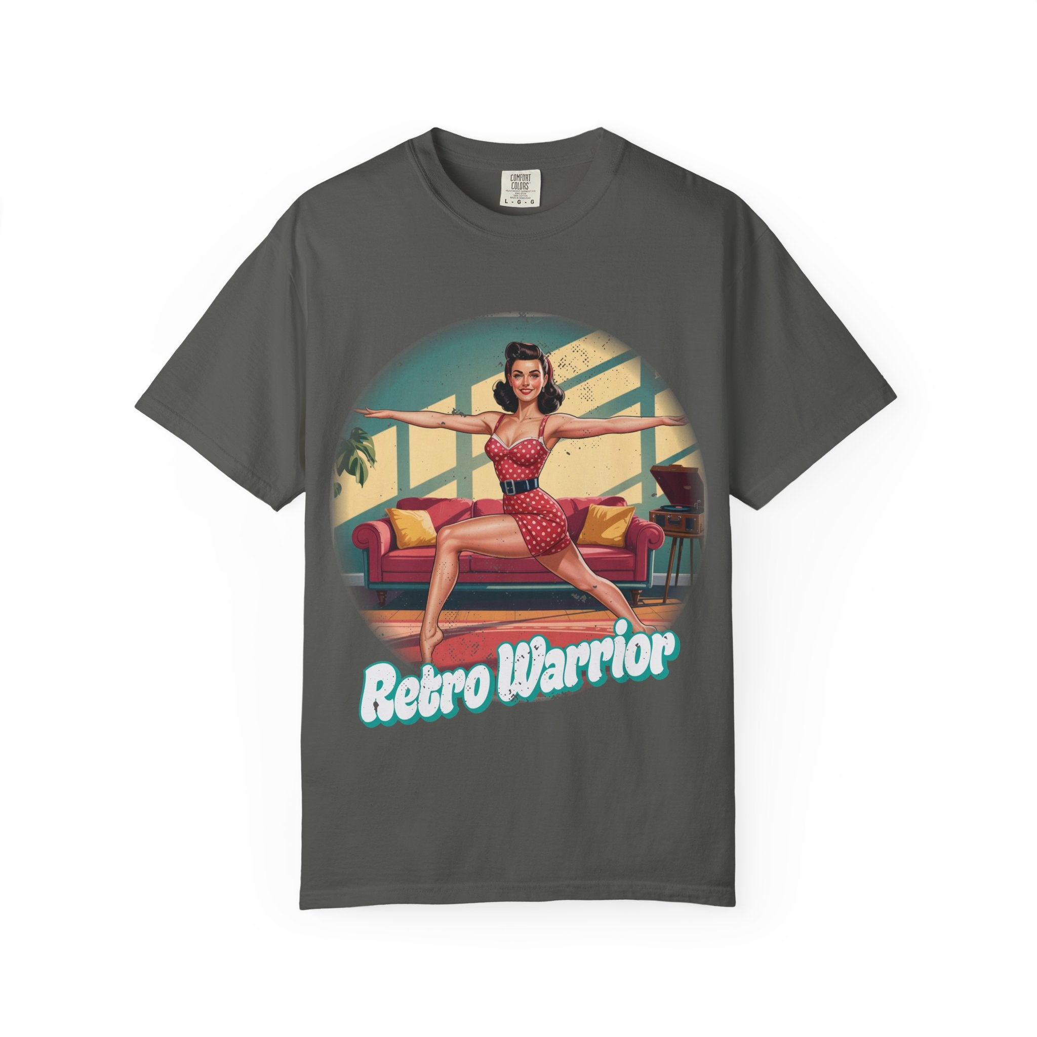 Retro Warrior Yoga Pin-Up Graphic Tee – Vintage Fitness Aesthetic T-Shirt