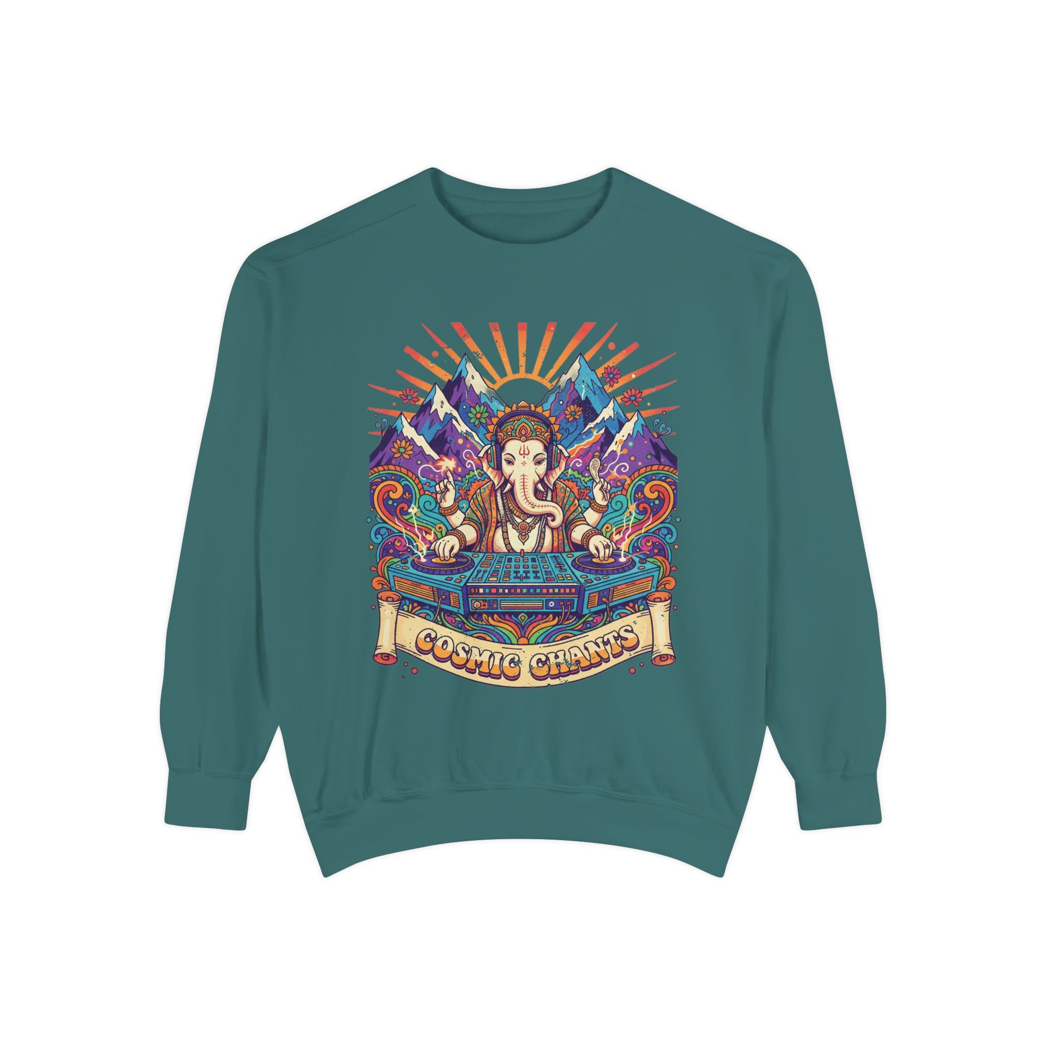 Cosmic Chants Ganesha DJ Sweatshirt – Psychedelic Spiritual Rave Pullover