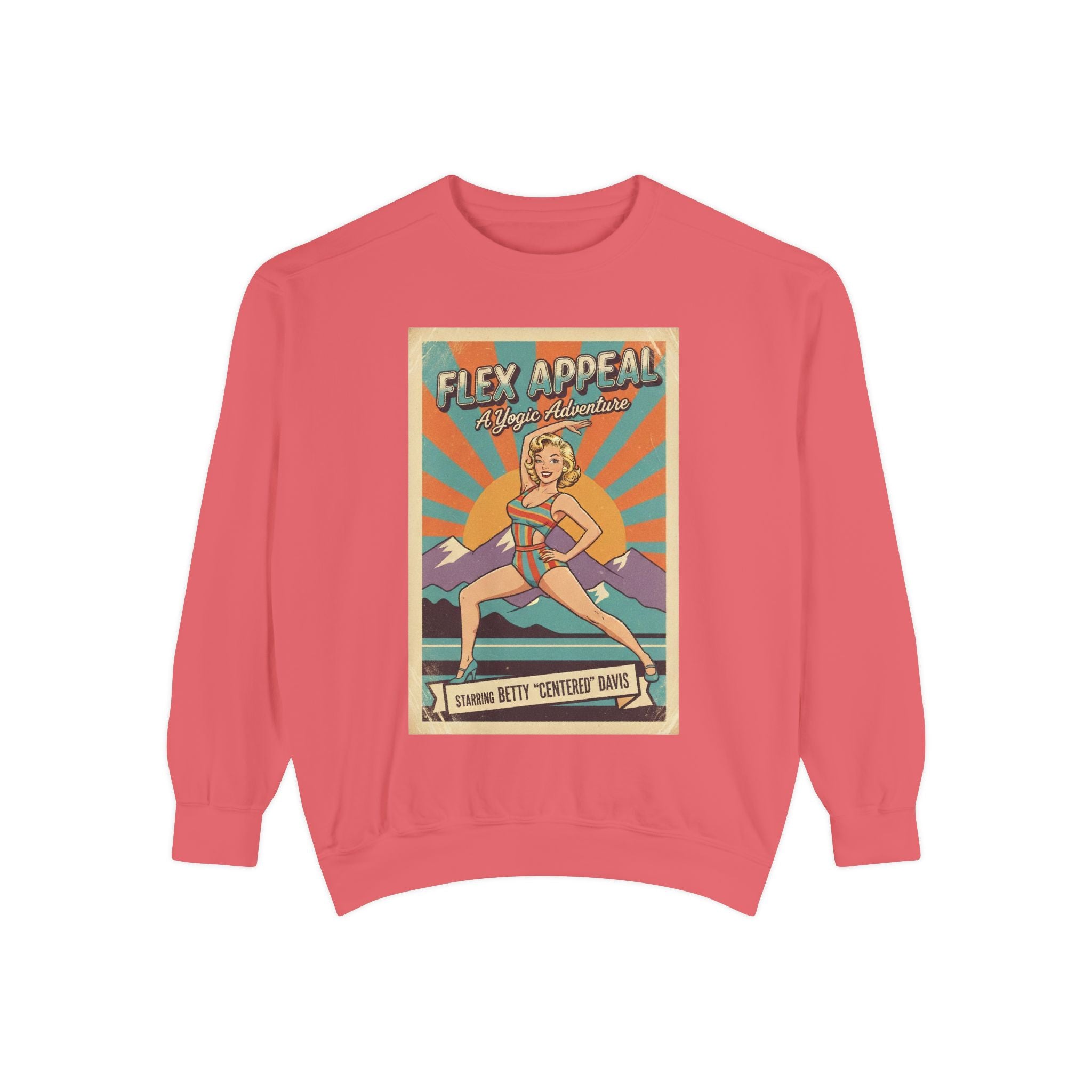 Flex Appeal Vintage Yoga Sweatshirt – Retro 1950s Yogic Adventure Pullover