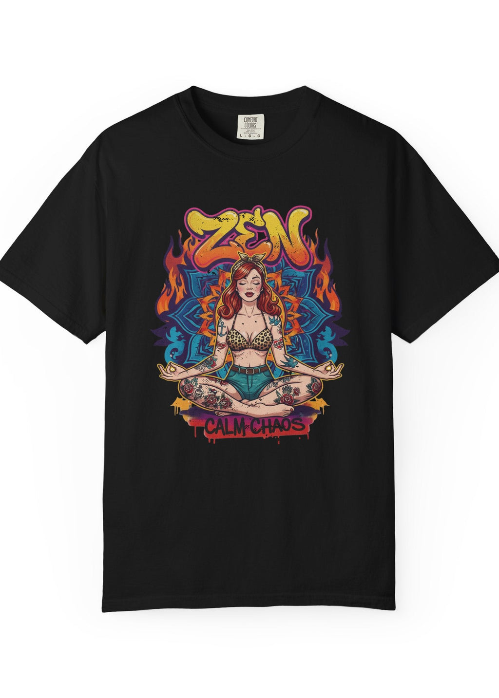Zen Calm Chaos Retro Pin-Up T-Shirt