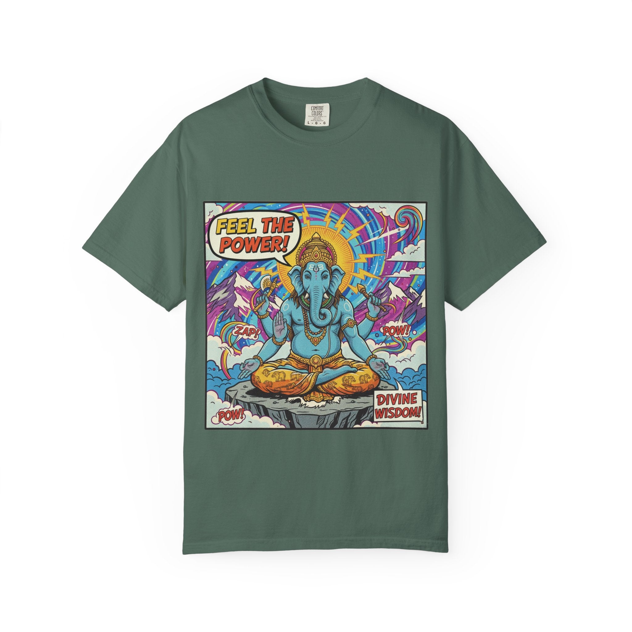 Feel The Power Ganesha Pop Art T-Shirt – Retro Comic Divine Wisdom Graphic Tee