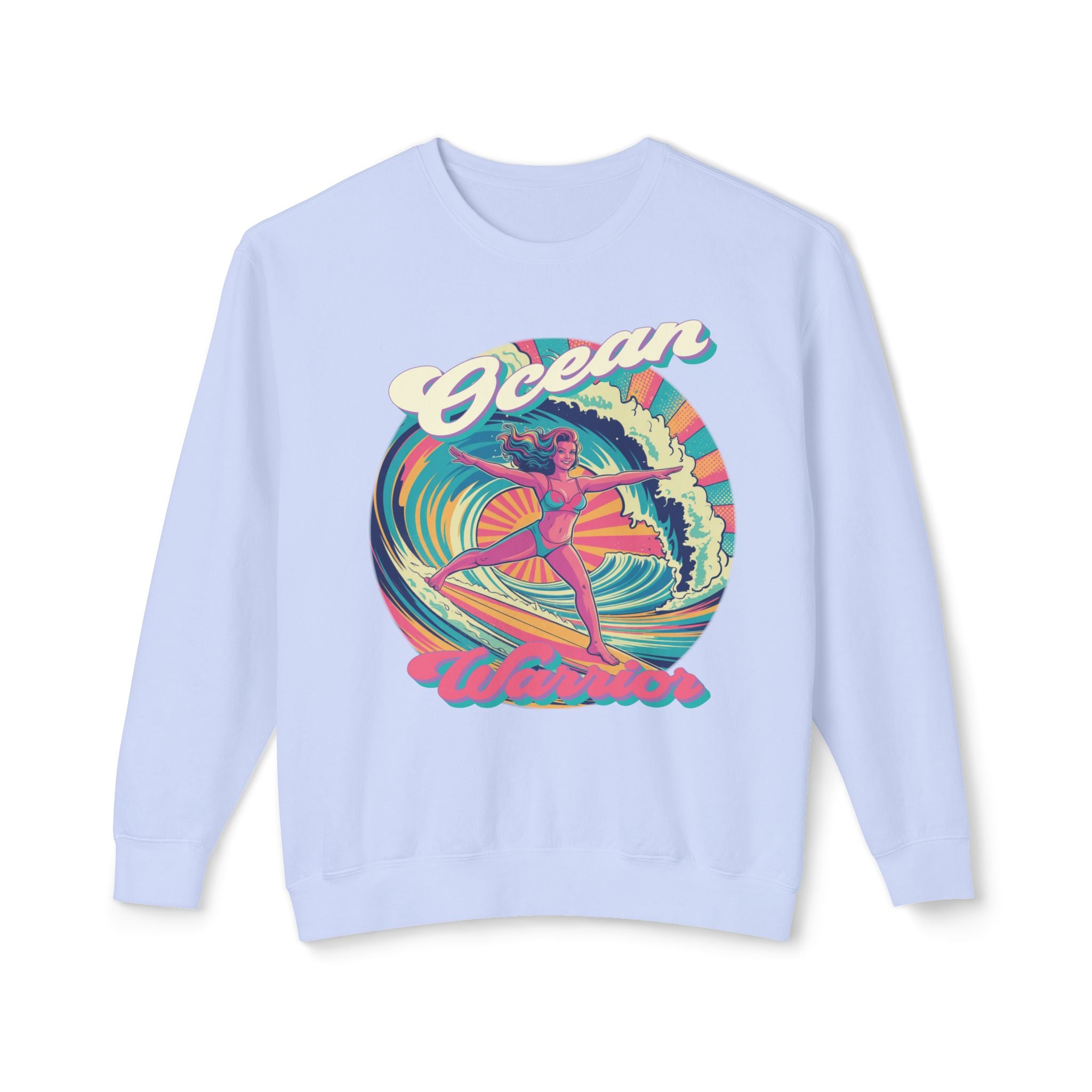 Ocean Warrior Retro Sweatshirt – Vaporwave Surf Aesthetic Graphic Pullover
