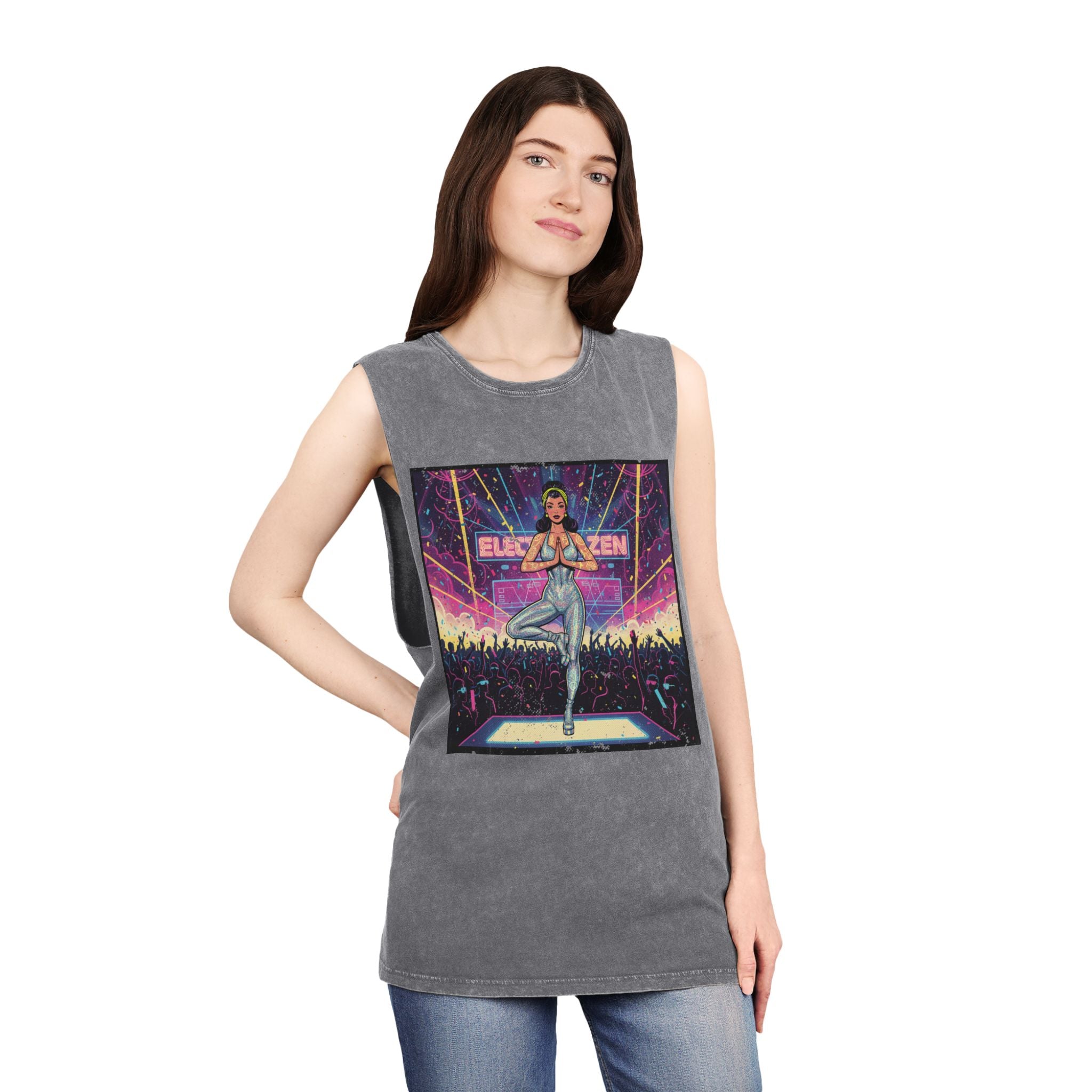 Electronic Zen Stonewashed Tank Top – Rave Yoga Pin-Up Festival Wear