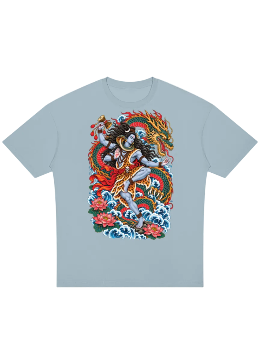 Lord Shiva Dragon Irezumi Oversized Drop Shoulder T-Shirt