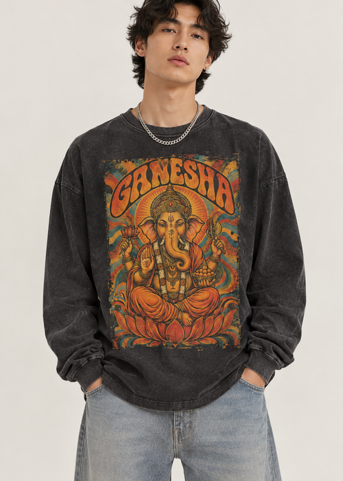 70s Ganesha Vintage Washed Long Sleeve T-Shirt