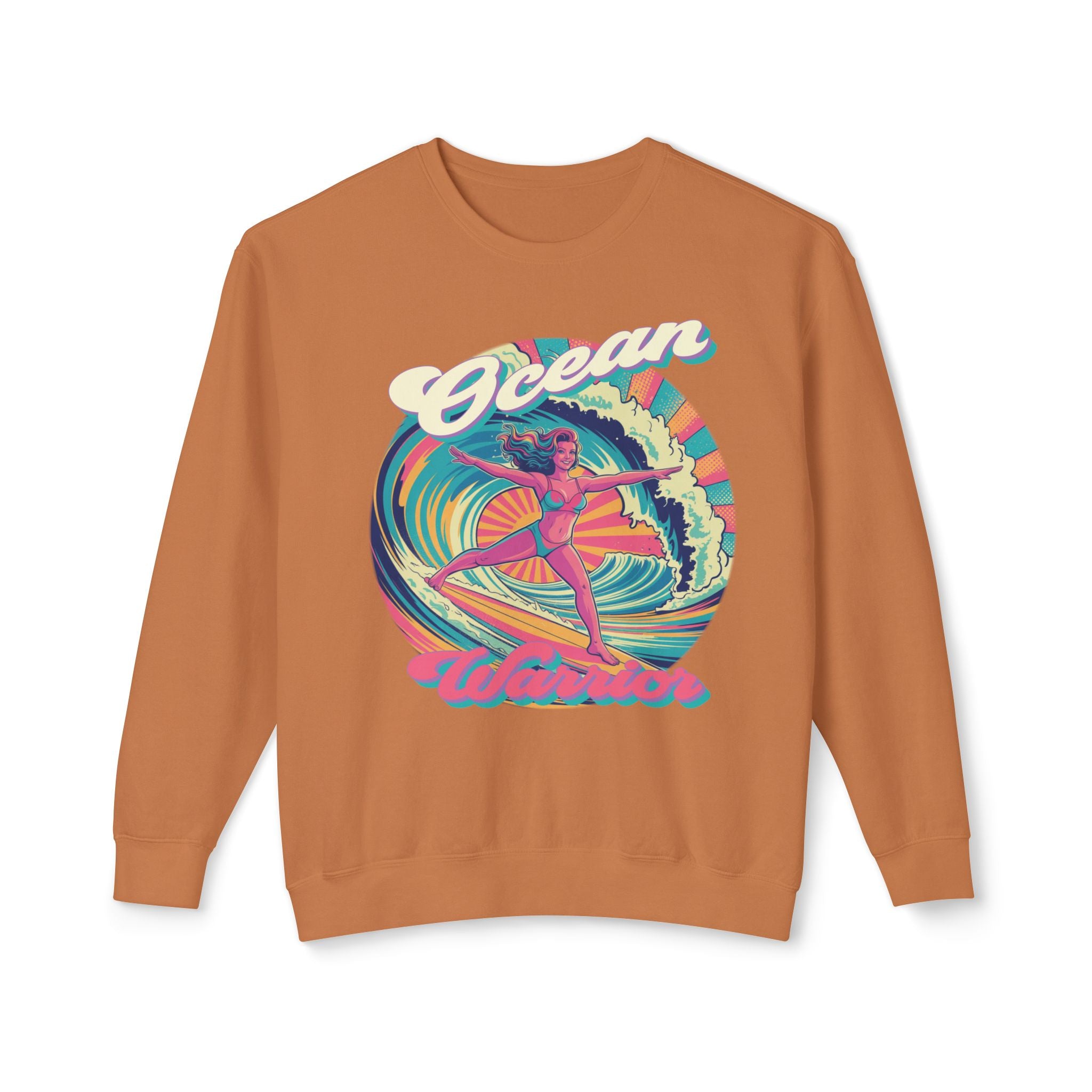 Ocean Warrior Retro Sweatshirt – Vaporwave Surf Aesthetic Graphic Pullover